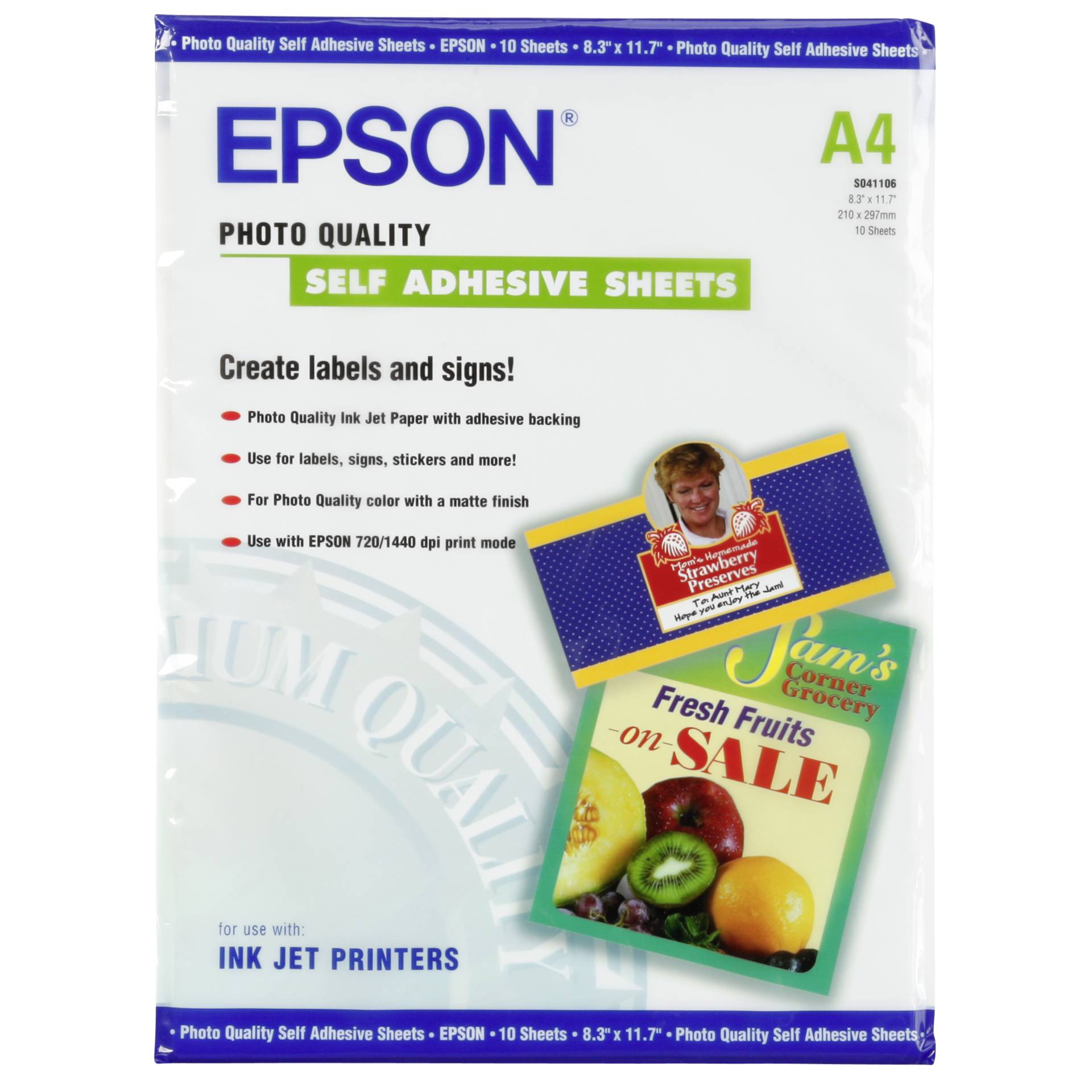 Epson Photo Quality Inkjet Paper A4,10 Bl,167 g autocoll.S 0