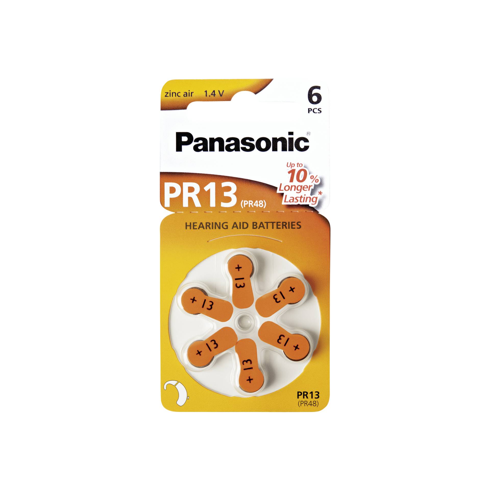 Panasonic PR 13 Hörgerätezellen Zinc Air 6pz Rad