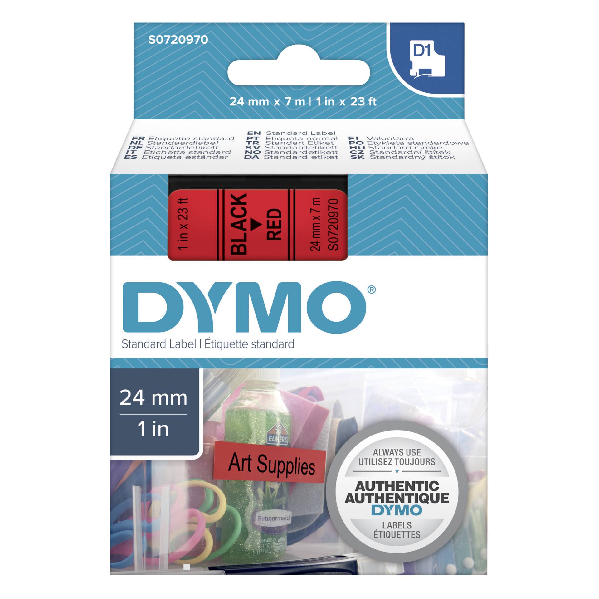 Dymo D1 nastro      24 mm x 7 m nero    su  rosso          5