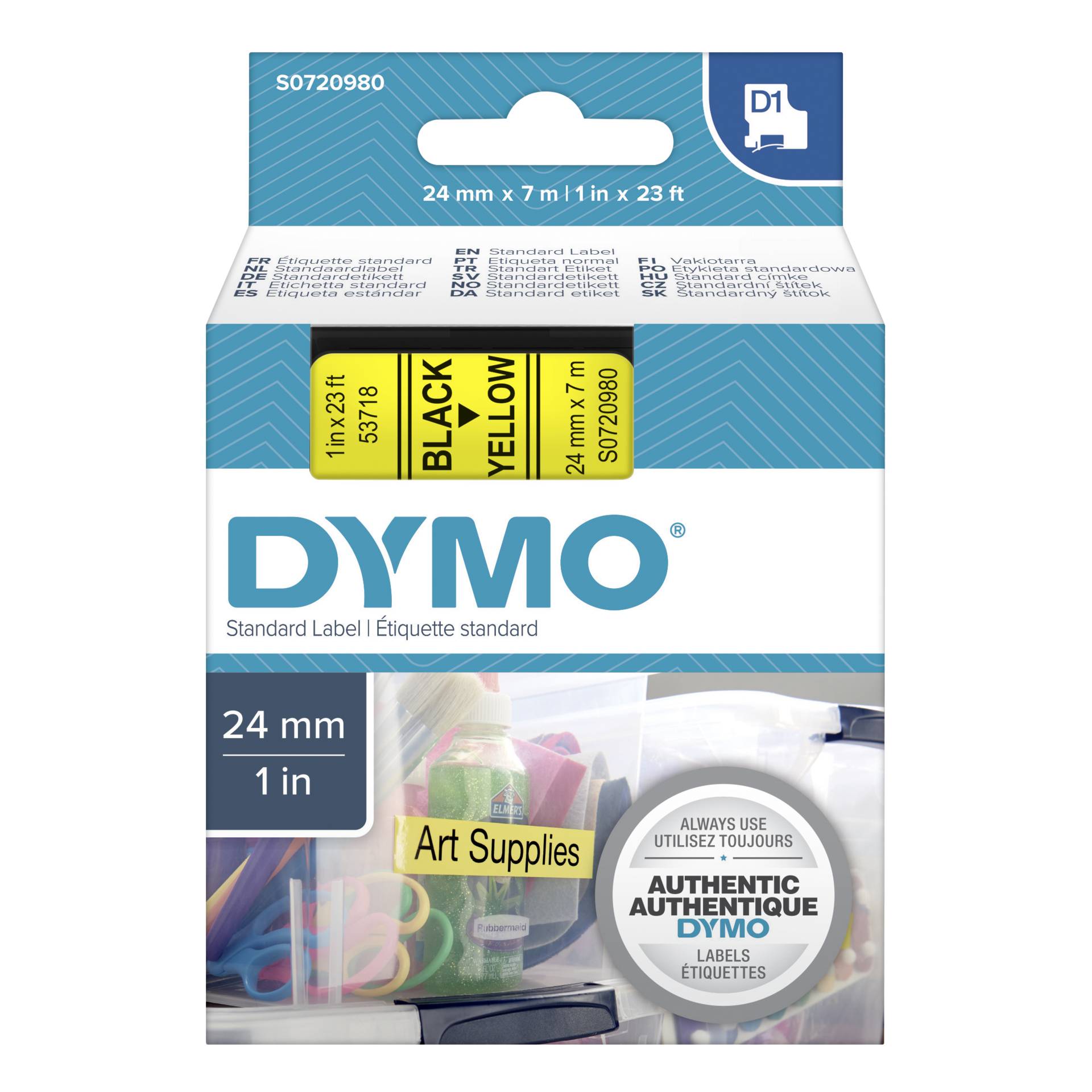 Dymo D1 nastro      24 mm x 7 m nero    su  giallo         5