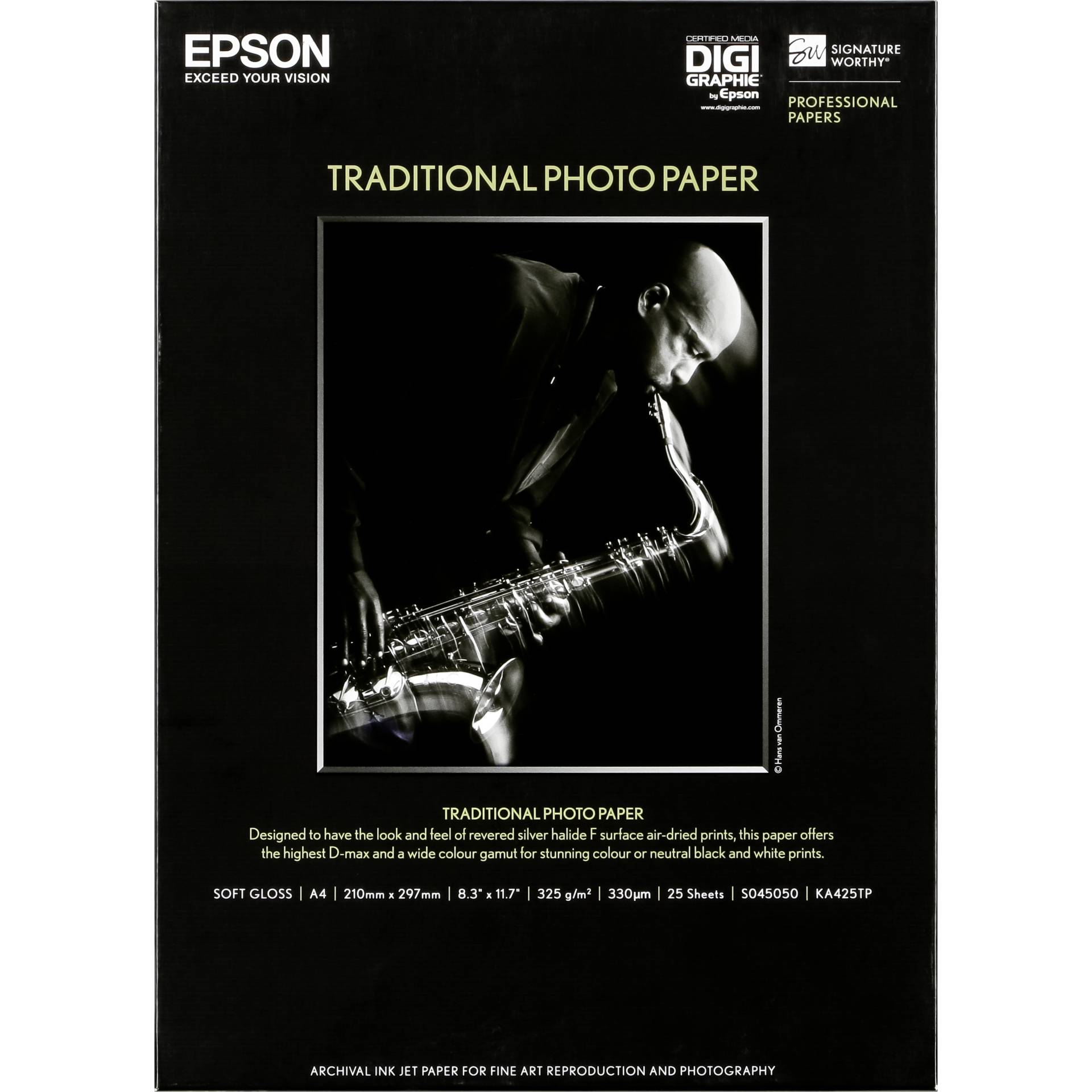 Epson Traditional carta foto satino     A 4, 25 foglie, 330