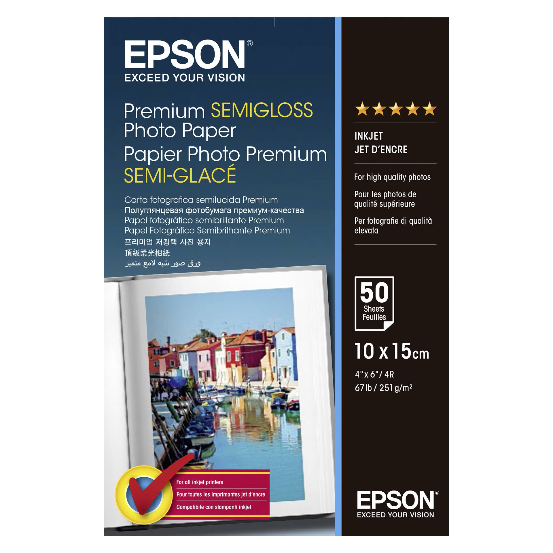 Epson Premium Semigloss Photo carta 10x15, 50 fogli  251 g