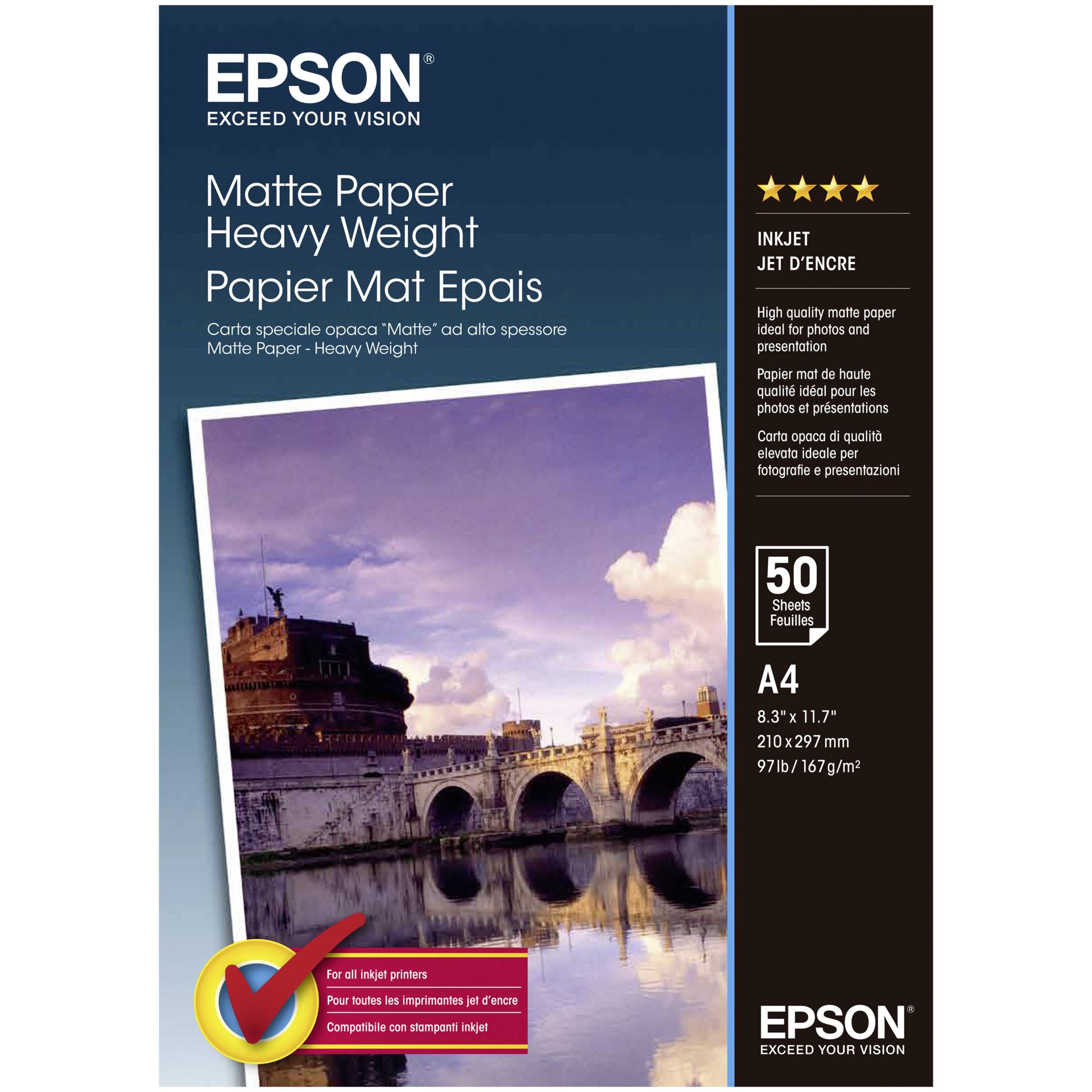 Epson Matte carta Heavy Weight A 4, 50 foglie, 167 g   S 041