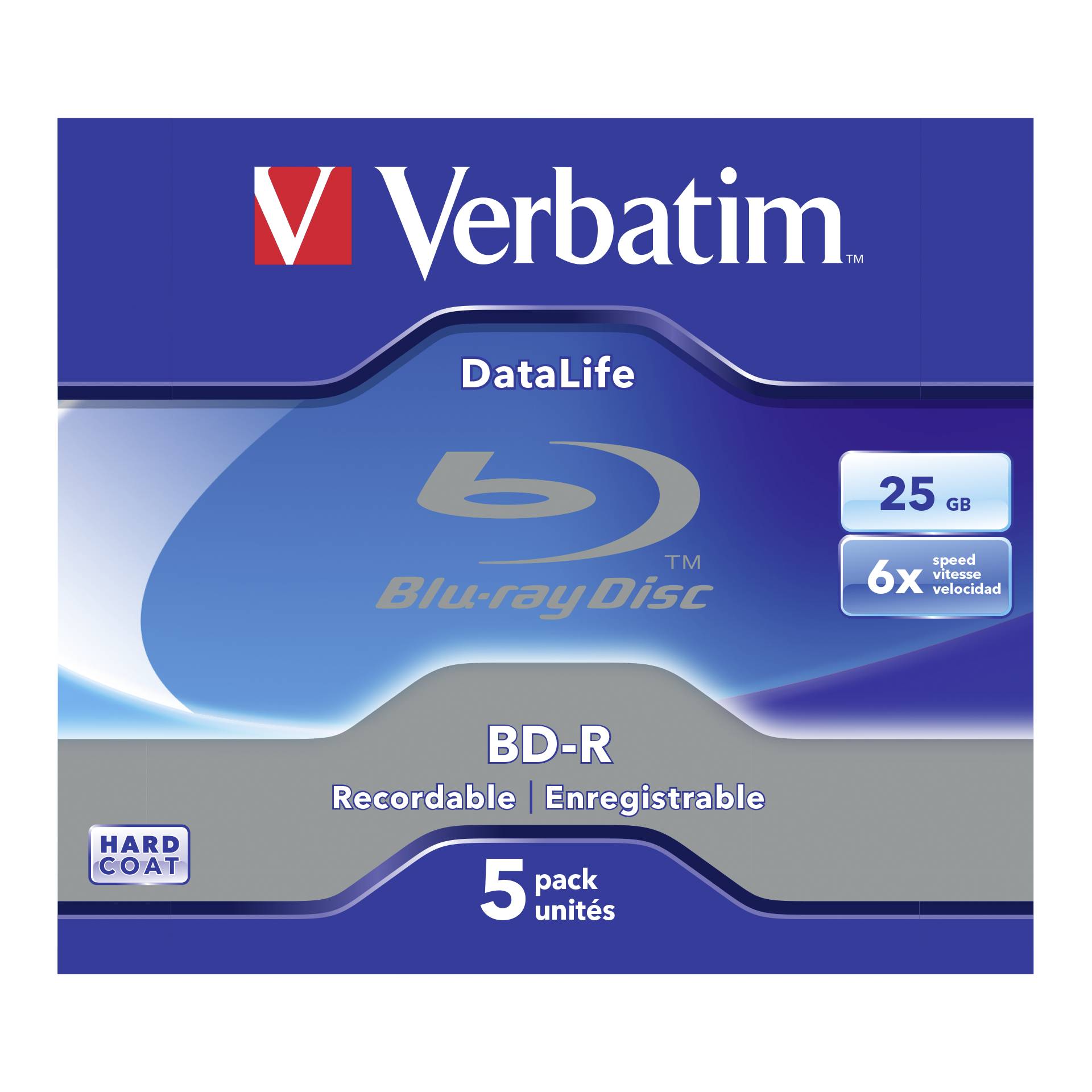 1x5 Verbatim BD-R Blu-Ray 25GB 6x Speed Datalife No-ID Jewel