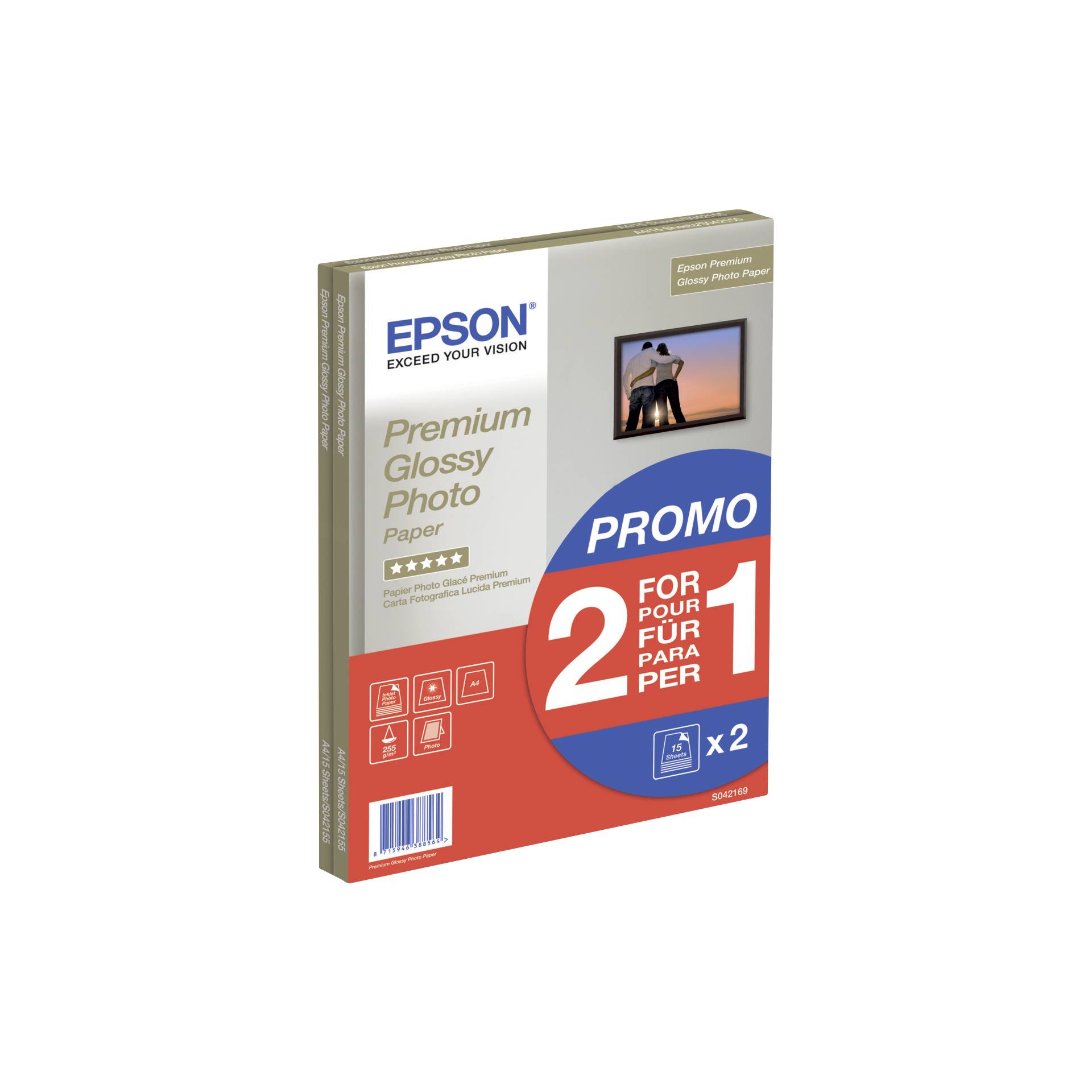 Epson Premium Glossy Photo Paper A 4, 2x 15 Bl., 255 g   S 0