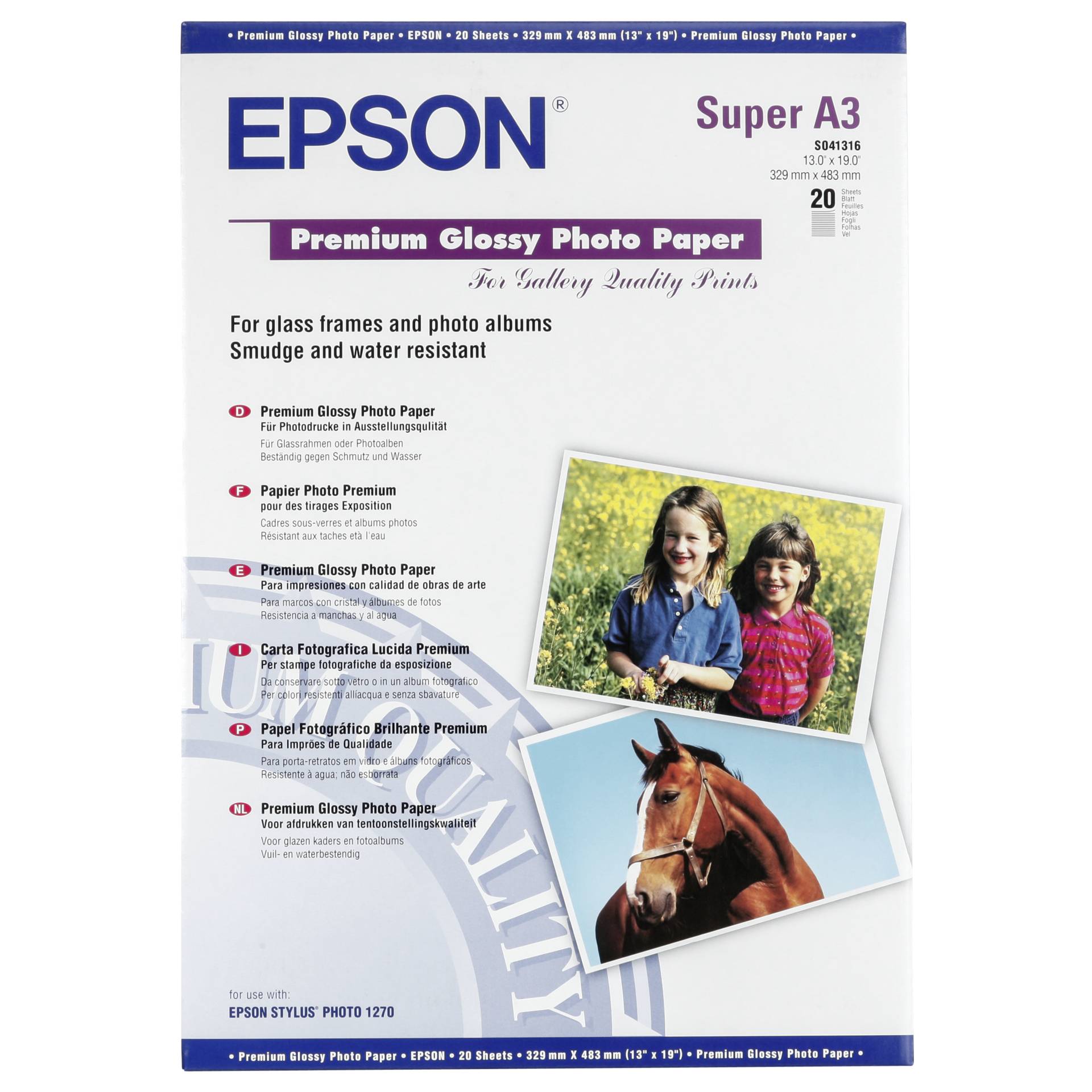 Epson Premium Glossy Photo Paper A 3+, 20 fogli, 255 g   S 0