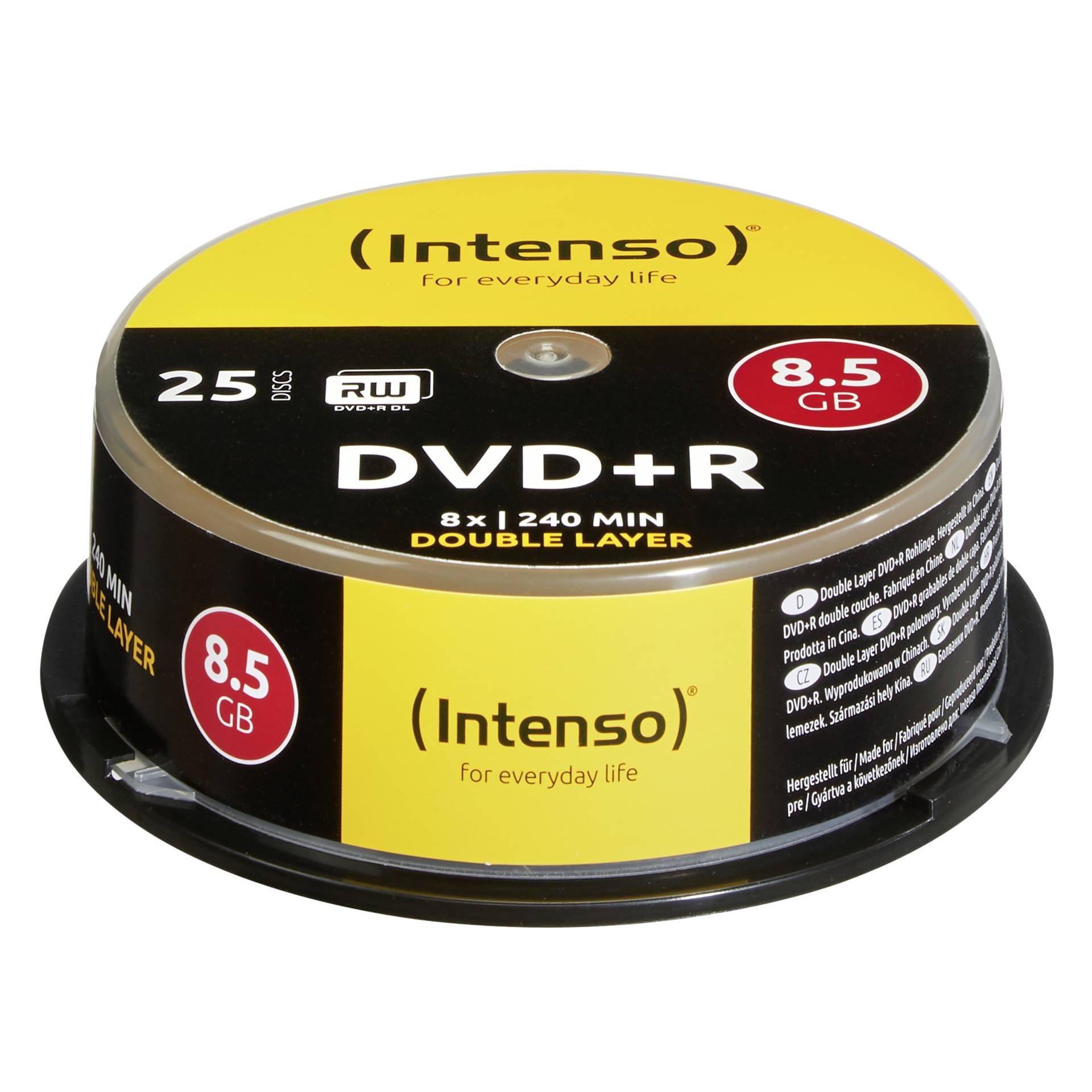 1x25 Intenso DVD+R 8,5GB 8x Speed, Double Layer Cakebox