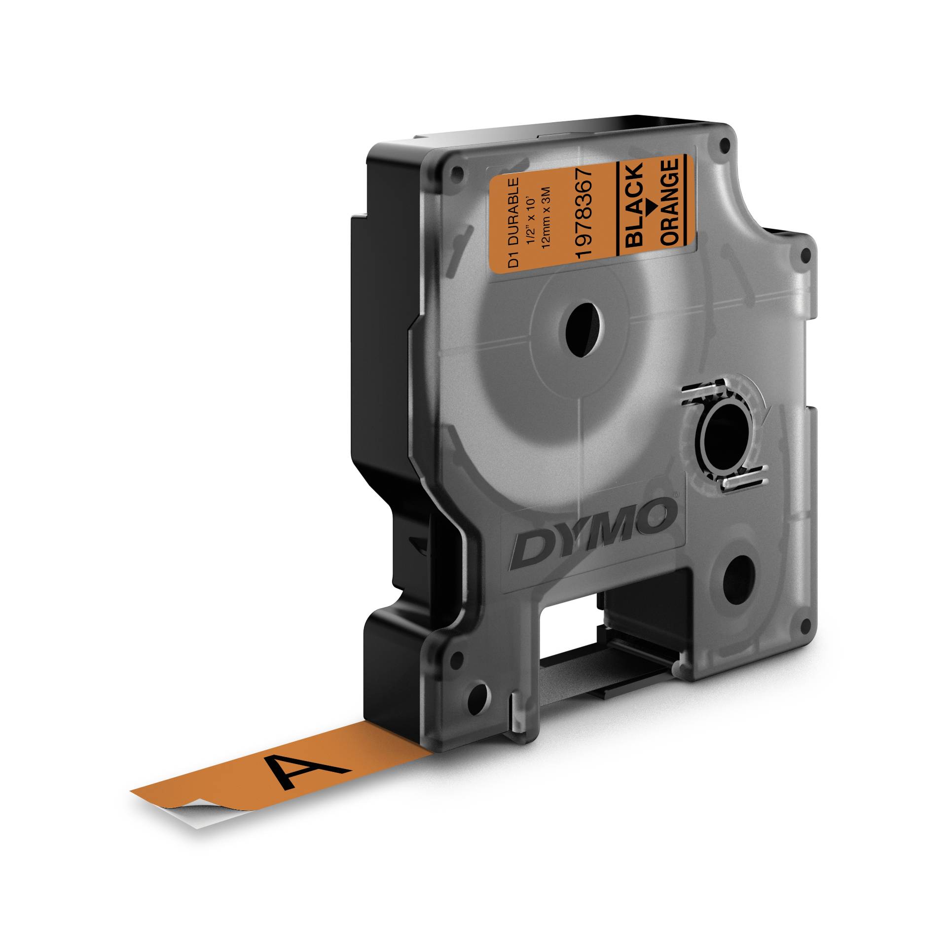 Dymo D1 nastro vinile High Perf. 12 mm x 3 m nero su arancio 2