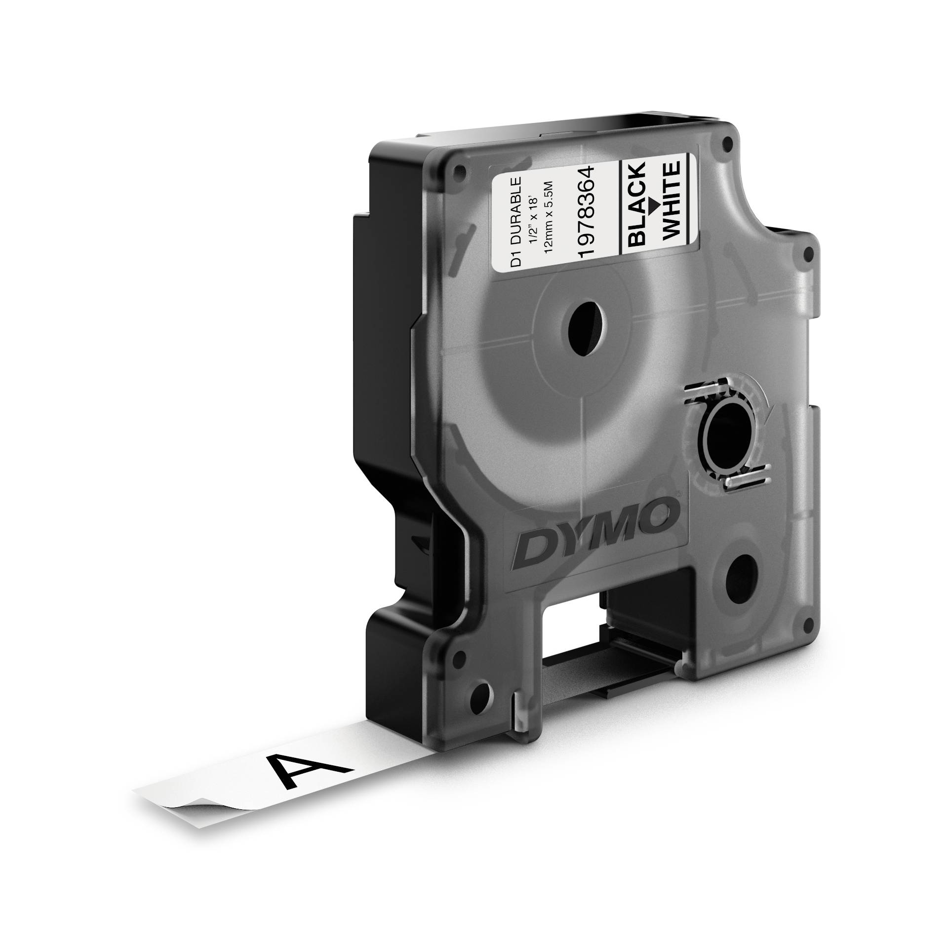 Dymo D1 nastro vinile High Perf. 12 mm x 5,5 m nero su bianc