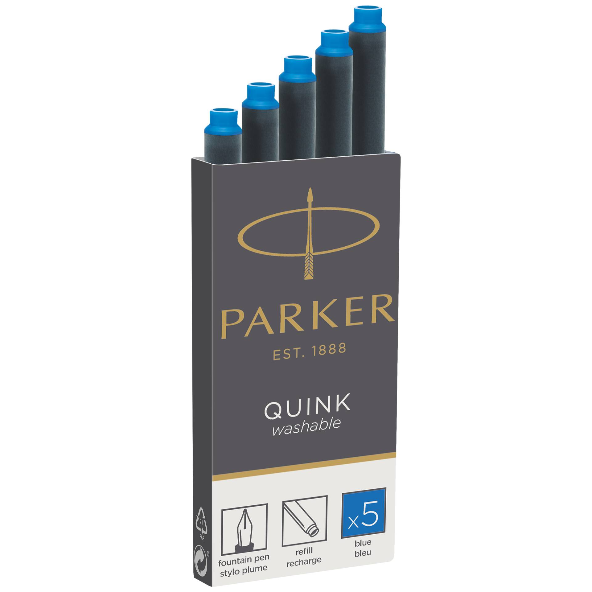 1x5 Parker cartuccia Quink blu royal lavabile