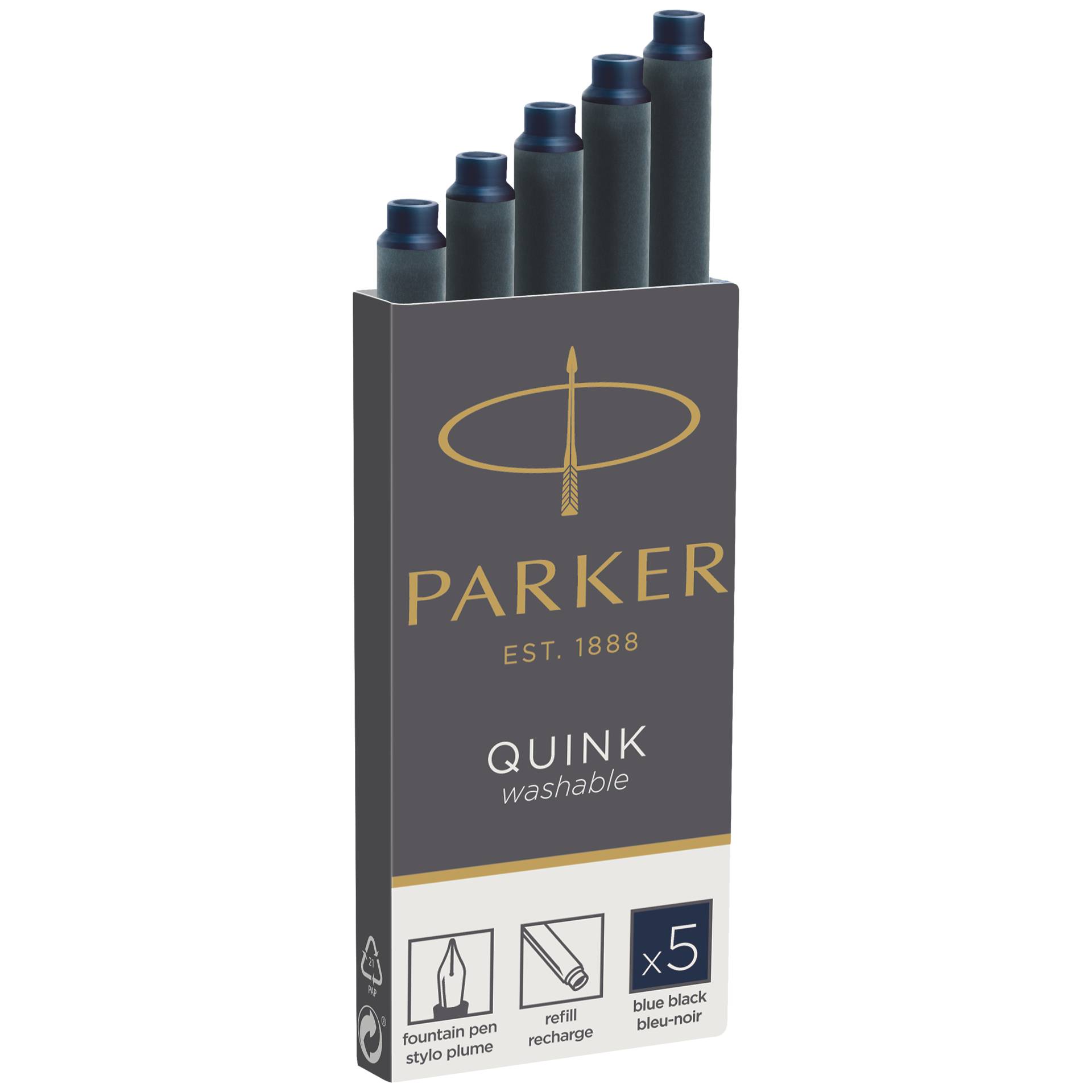 1x5 Parker cartuccia Quink nero-blu