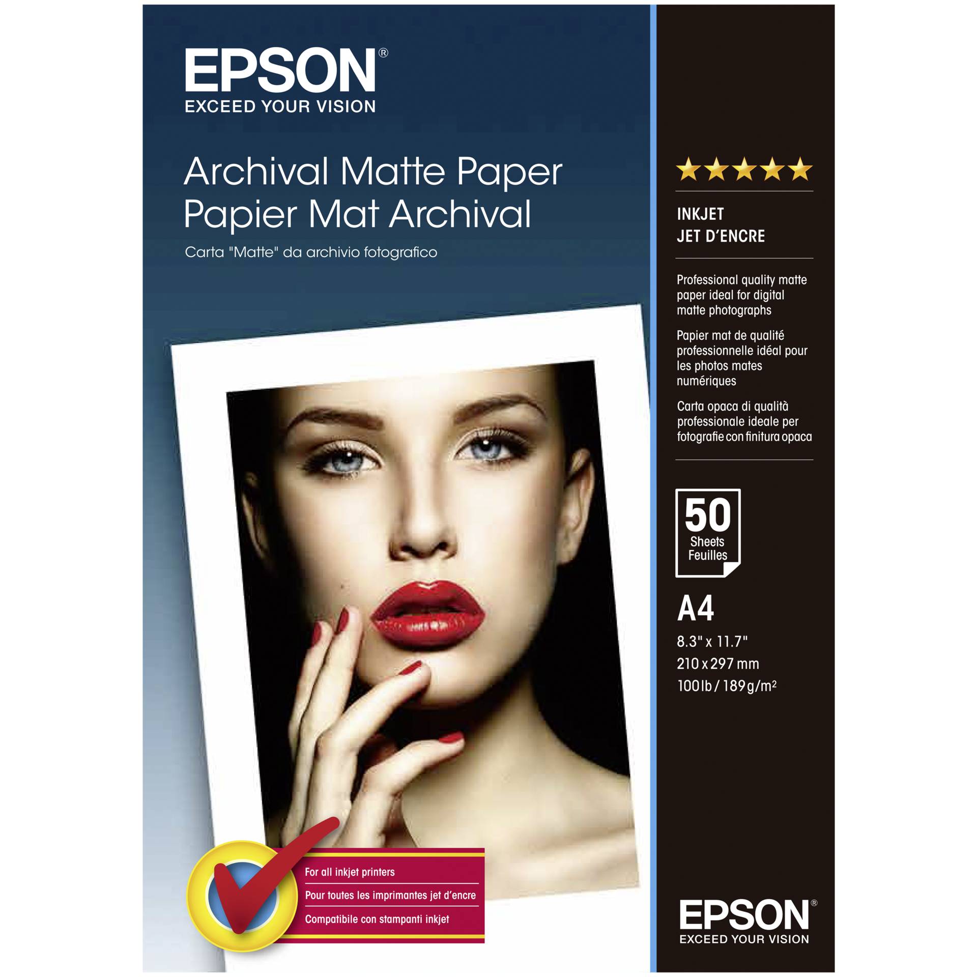 Epson Archival Matte carta A 4, 50 f., 192 g    S 041342