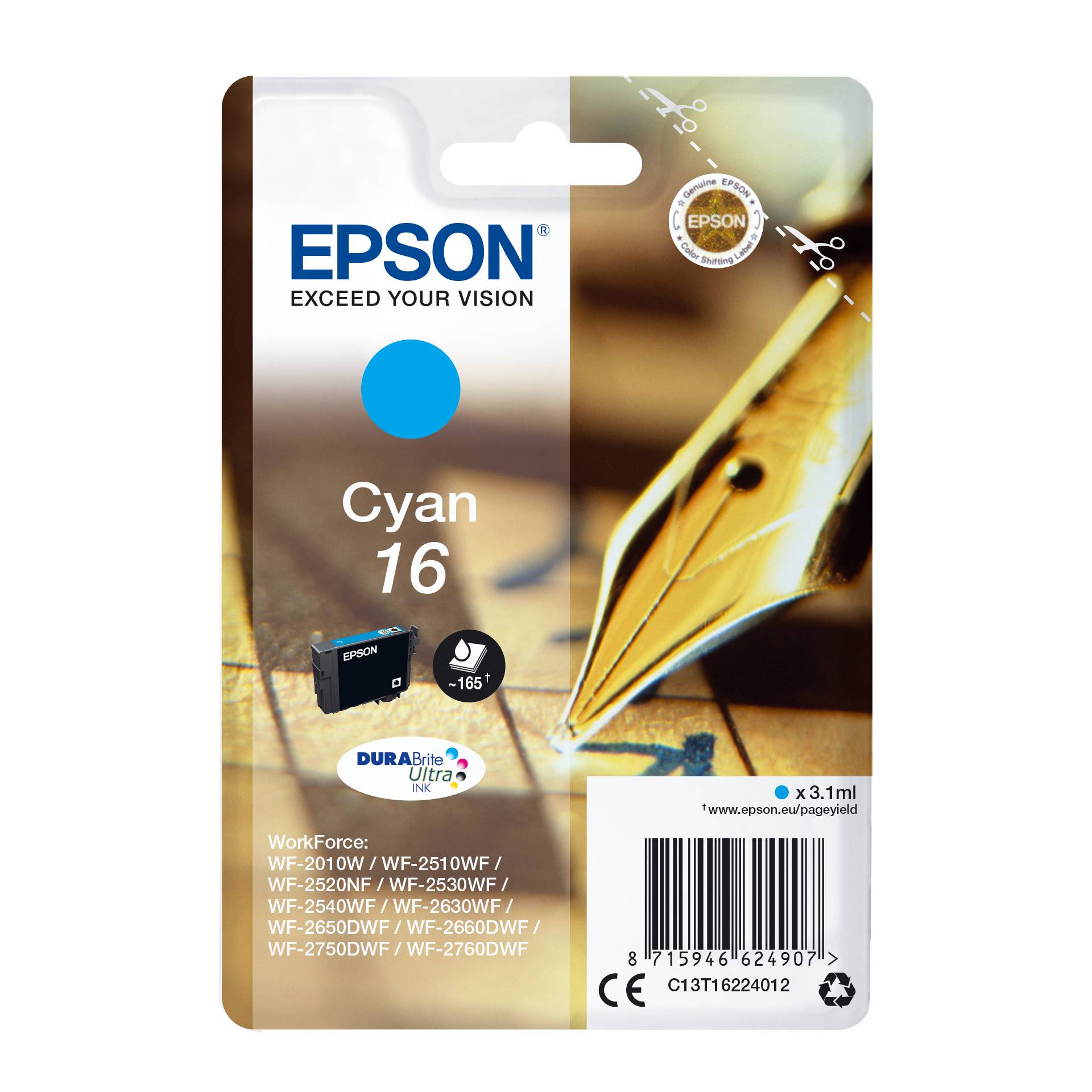 Epson cartuccia ciano DURABrite Ultra T 162     T 1622