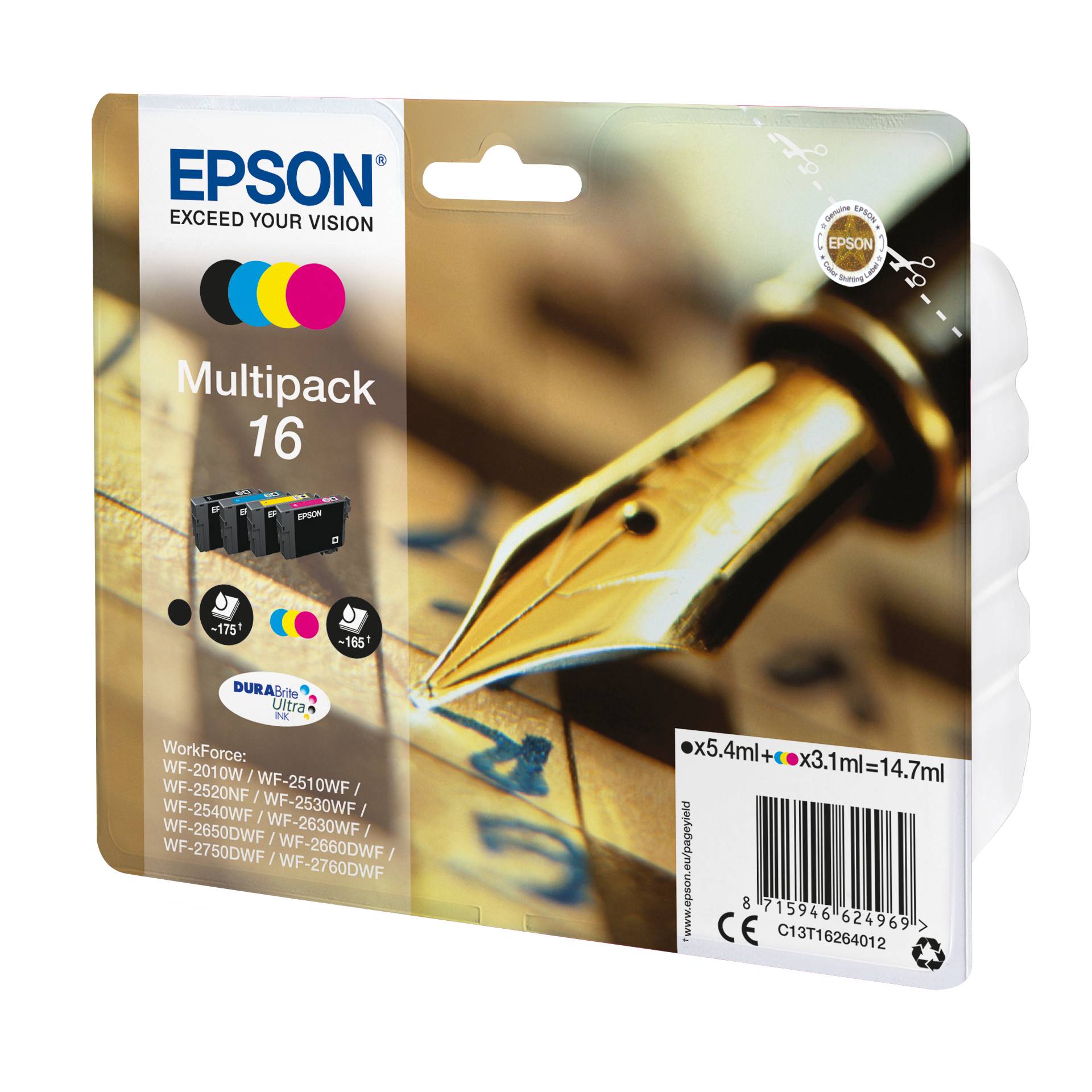 Epson DURABrite Ultra Multipack T 162 BK/C/M/Y            T