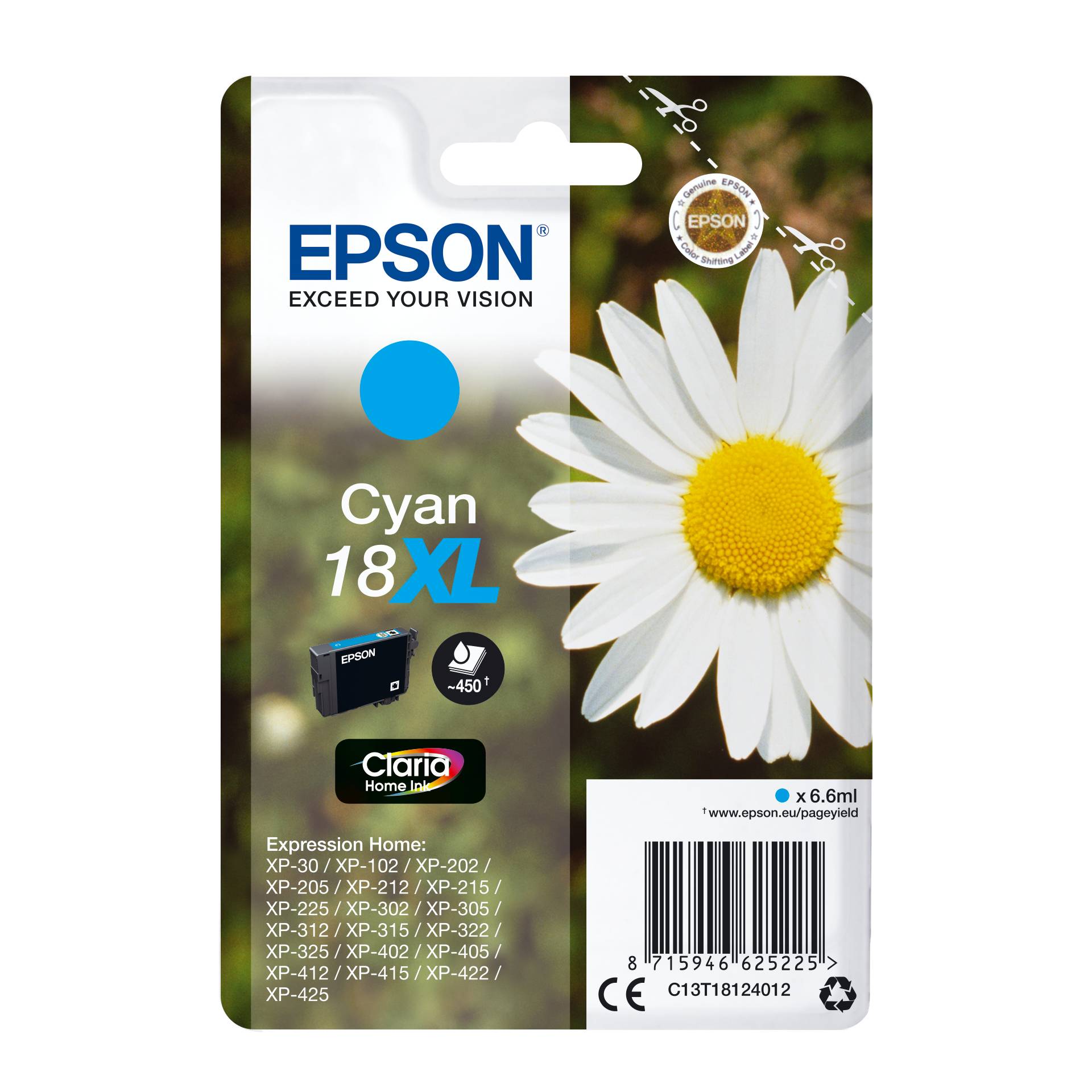 Epson cartuccia XL ciano Claria Home T 181         T 1812