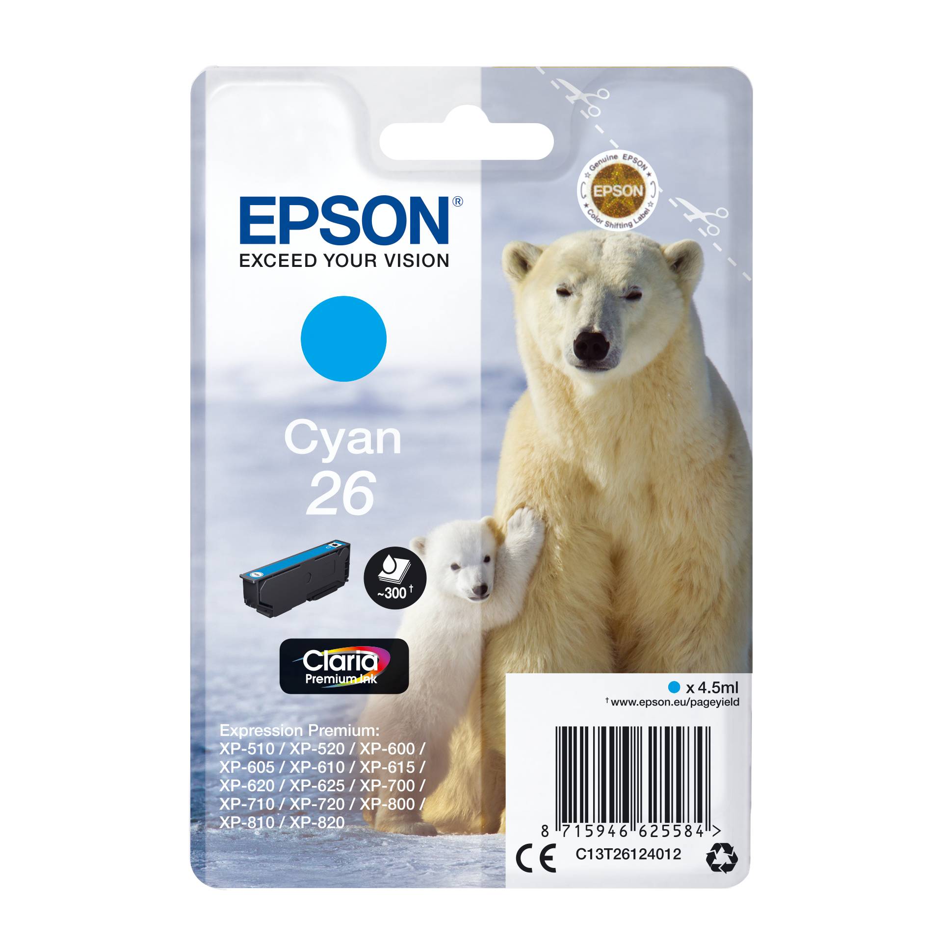 Epson cartuccia ciano Claria Premium T 261      T 2612