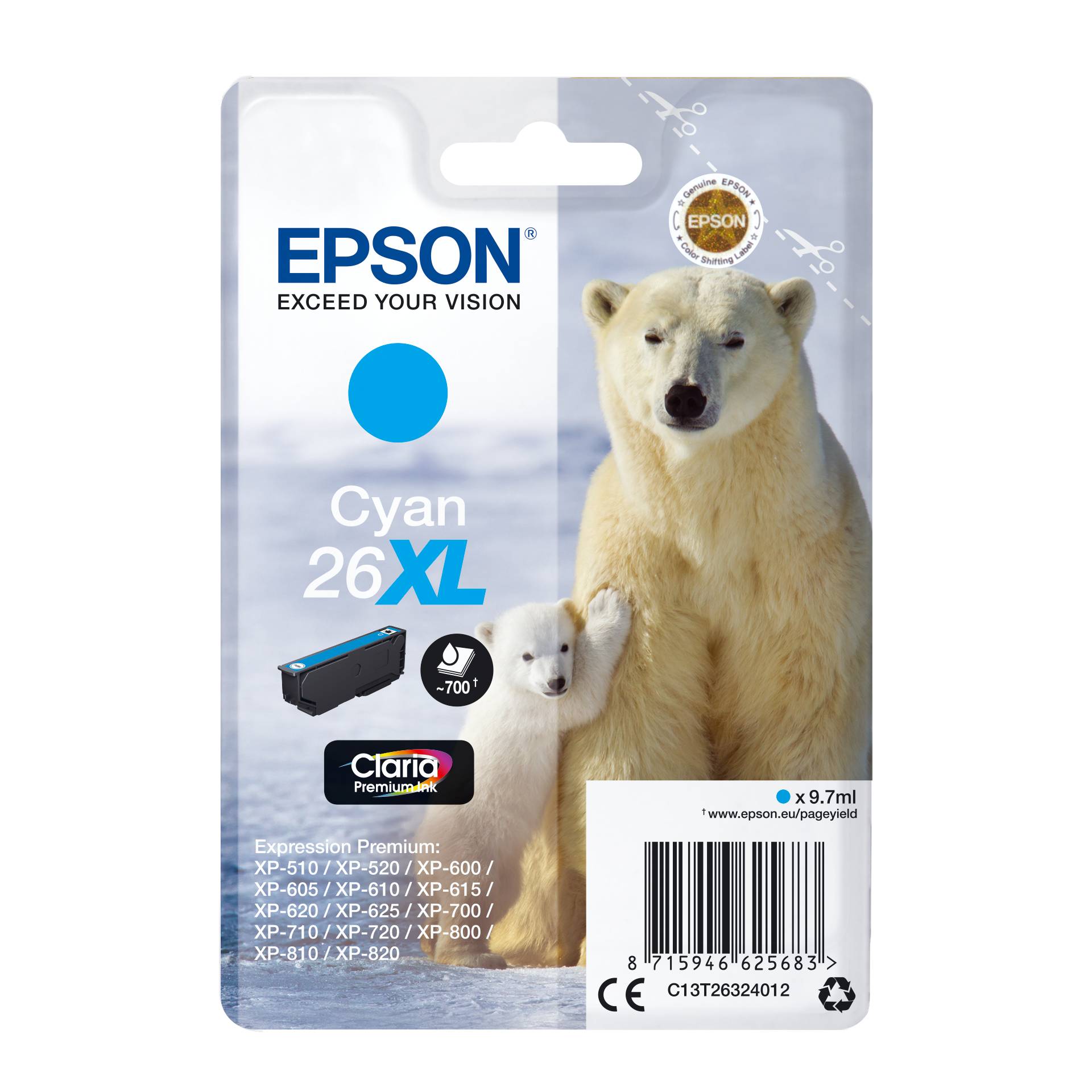 Epson cartuccia XL ciano Claria Premium T 263      T 2632
