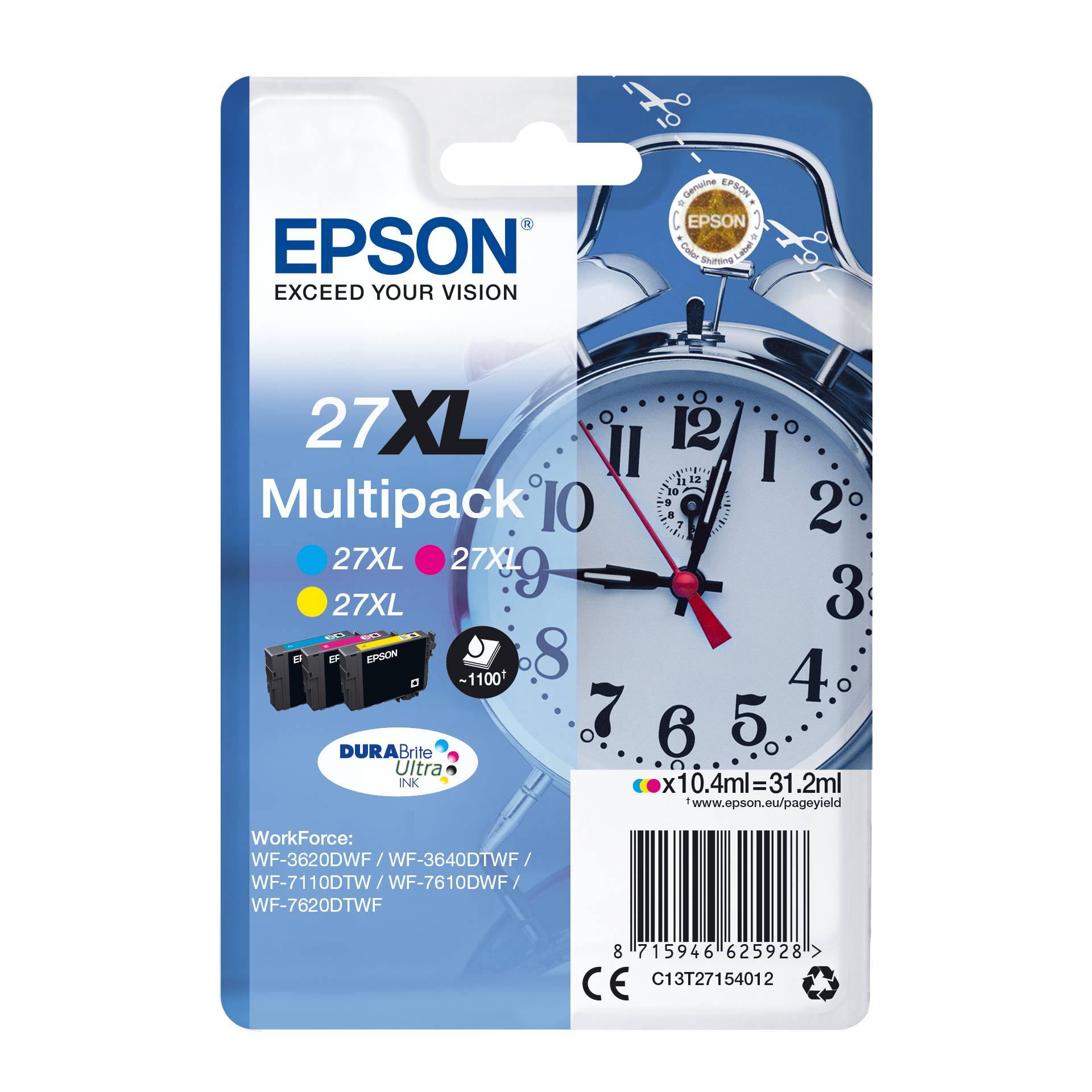 Epson DURABrite Ultra Ink 27 XL Multipack (3 colori)      T