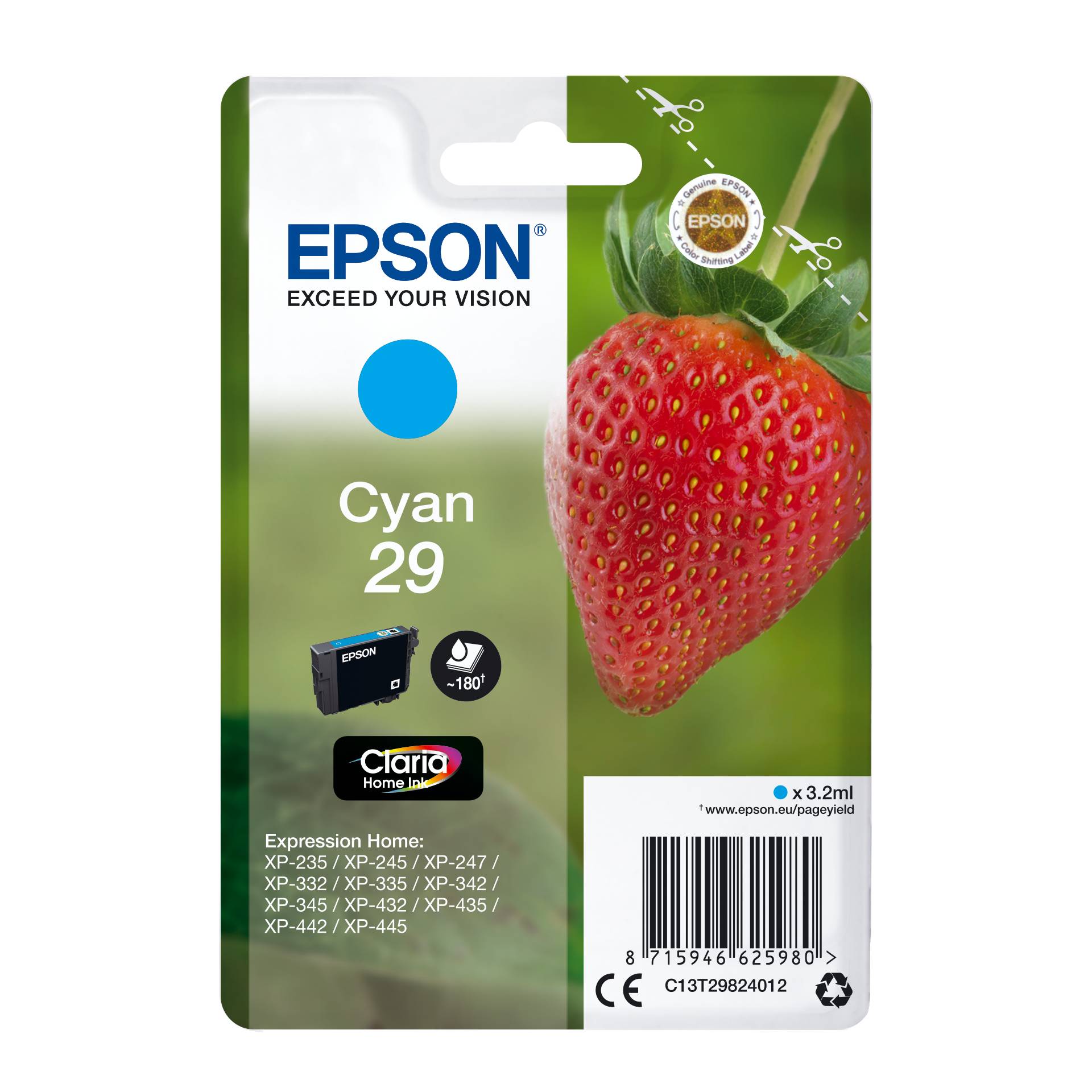 Epson cartuccia ciano Claria Home 29            T 2982