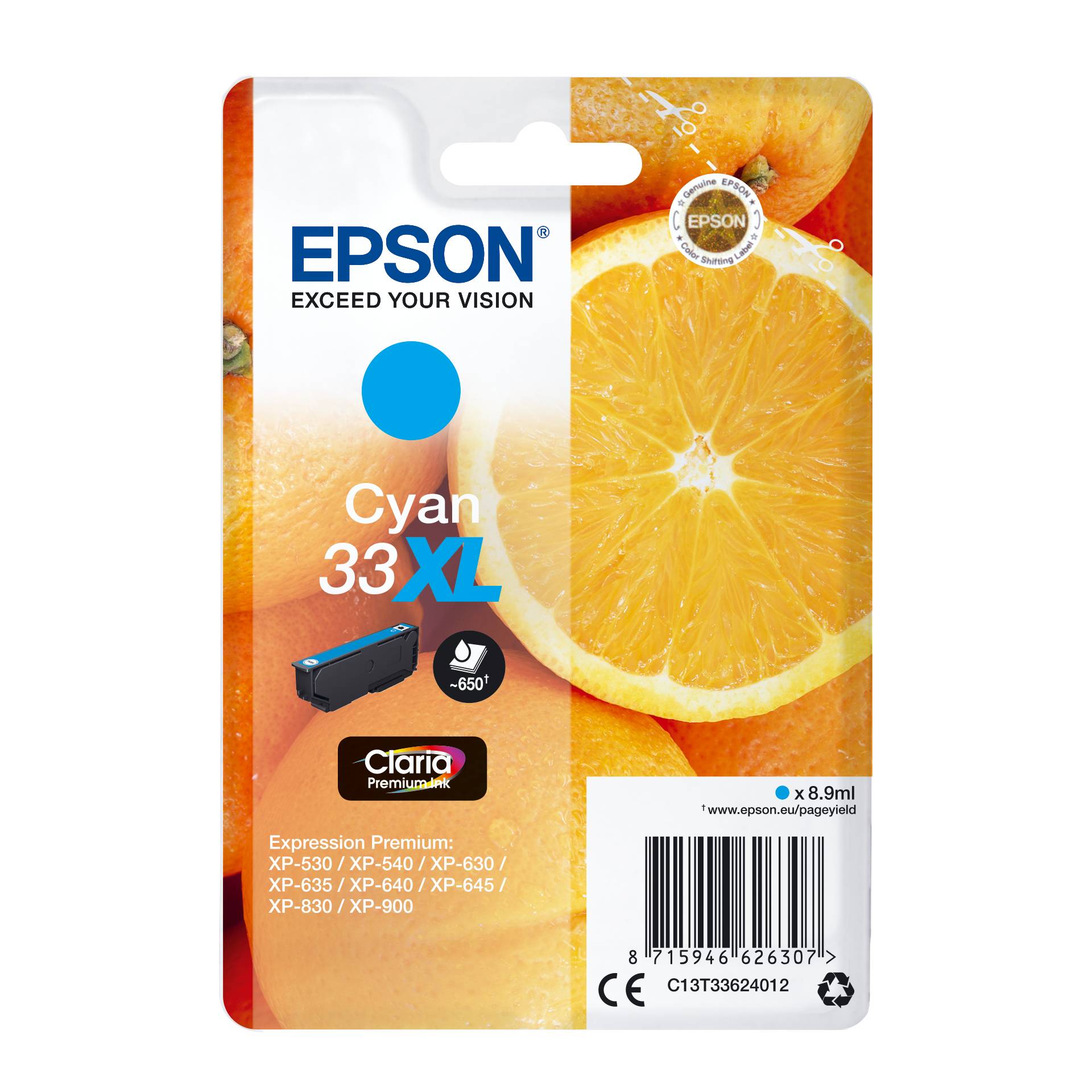 Epson cartuccia ciano Claria Premium 33 XL      T 3362