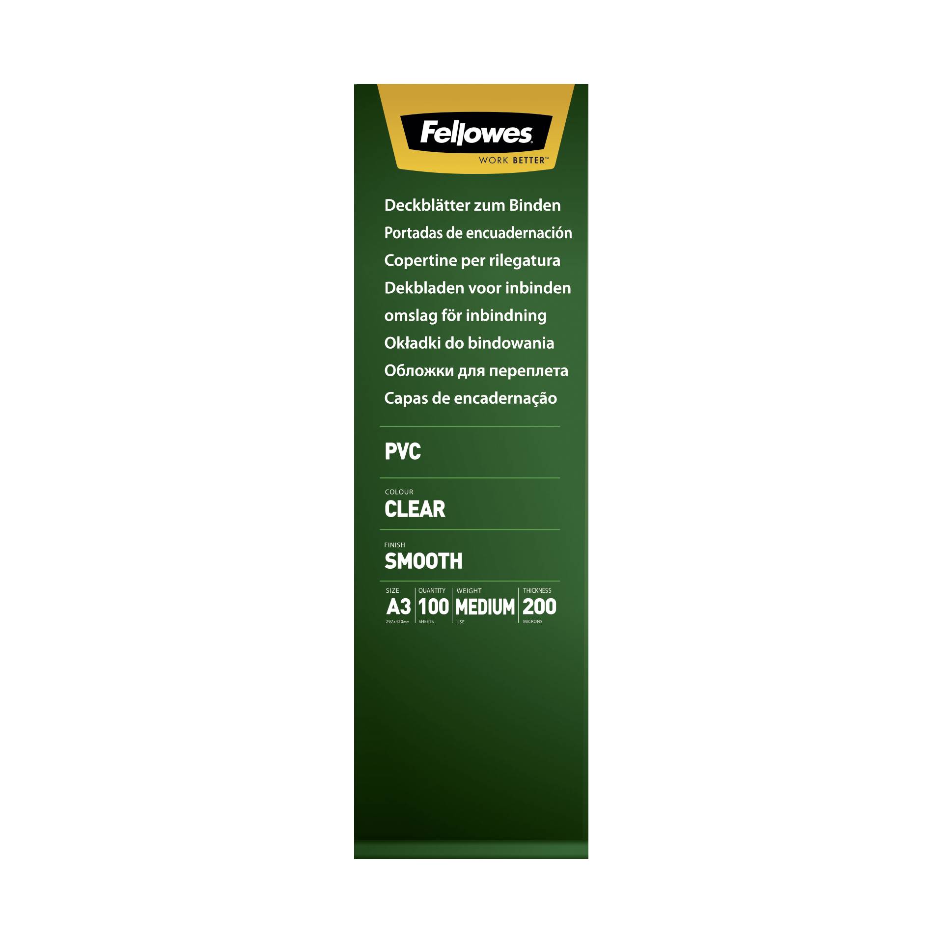 Fellowes cartellina A3 trasparente 200 Mikron