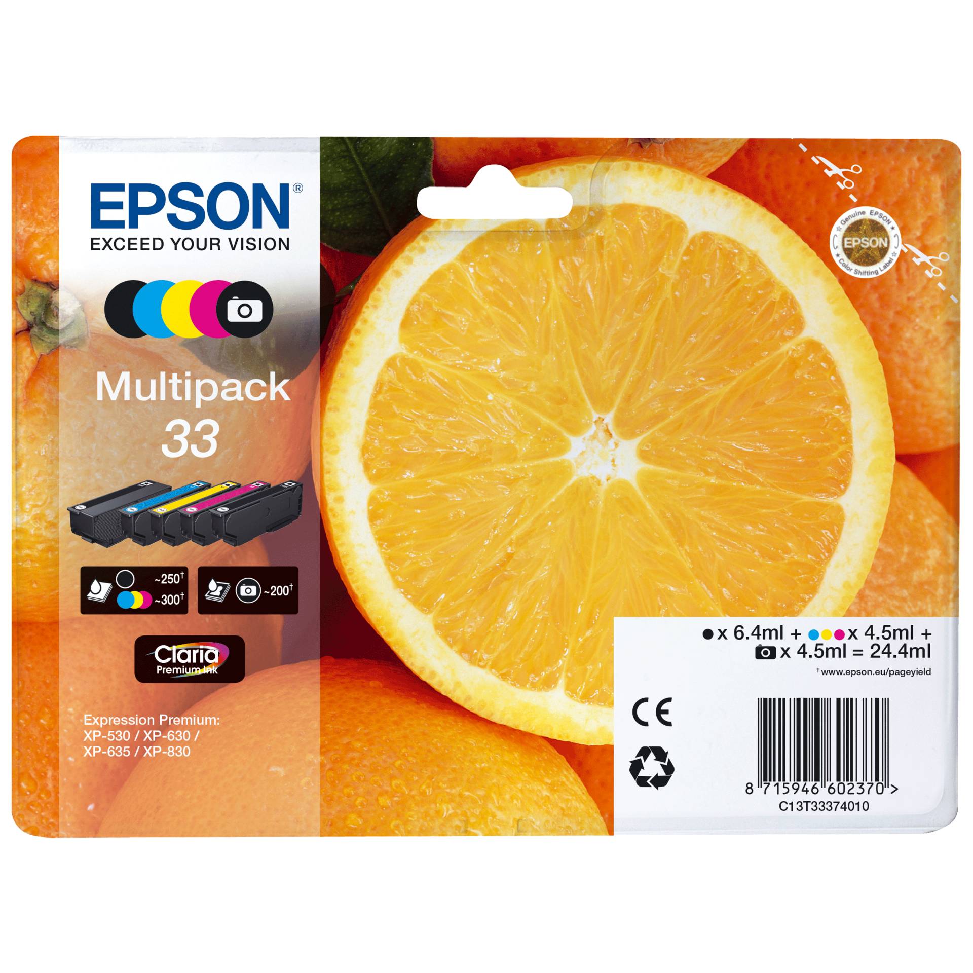 Epson Multipack Claria Premium BK/PBK/C/M/Y 33           T 3