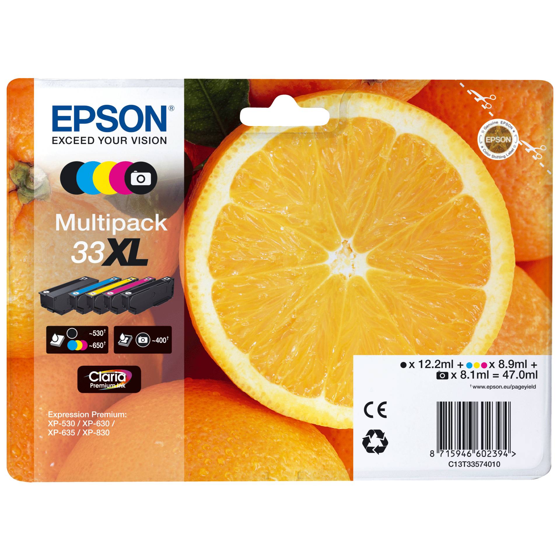 Epson Multipack Claria Premium BK/PBK/C/M/Y 33 XL        T 3