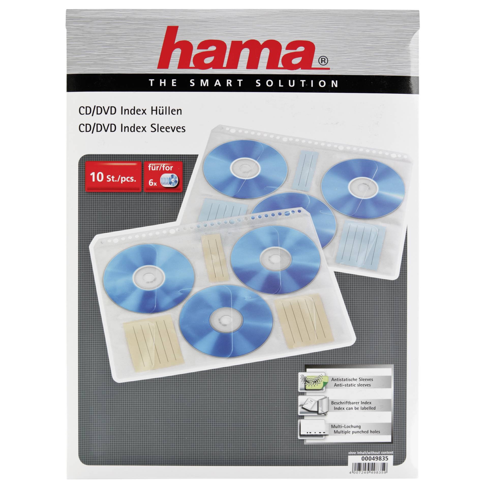1x10 Hama CD-ROM-Index-Custodia trasparente-bianco        49