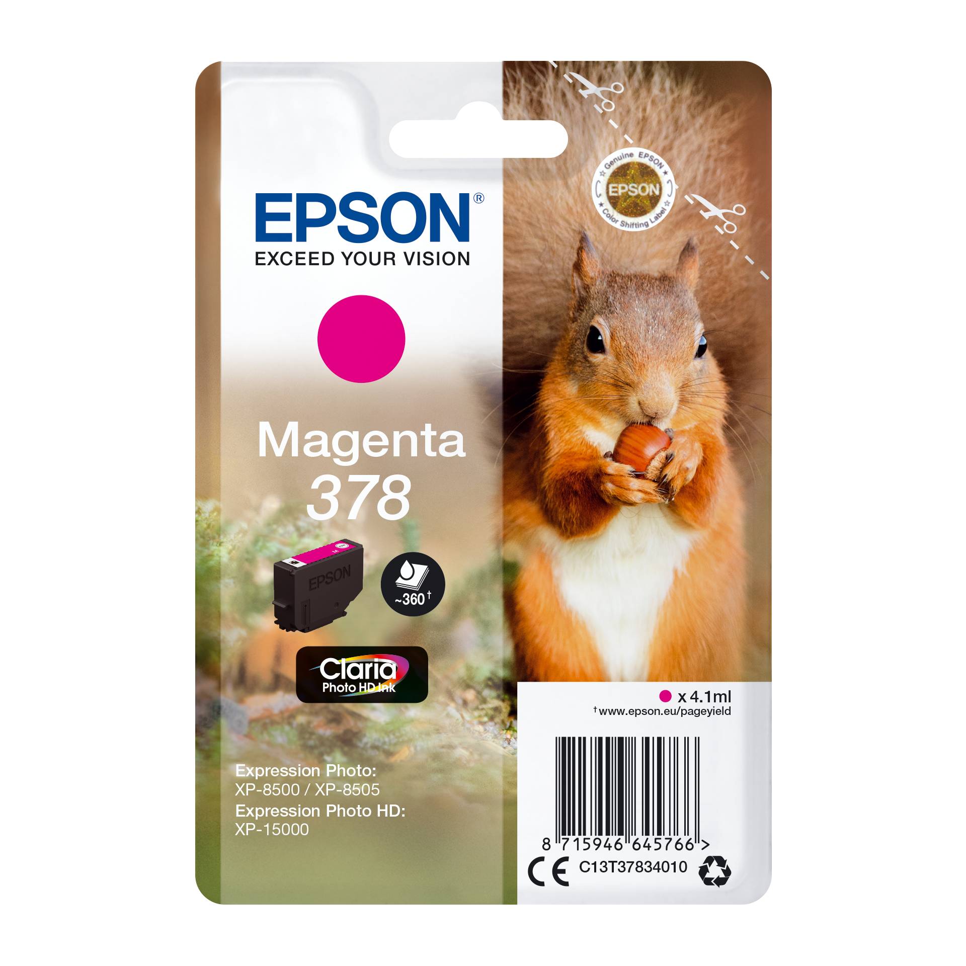 Epson cartuccia magenta Claria Photo HD 378       T 3783