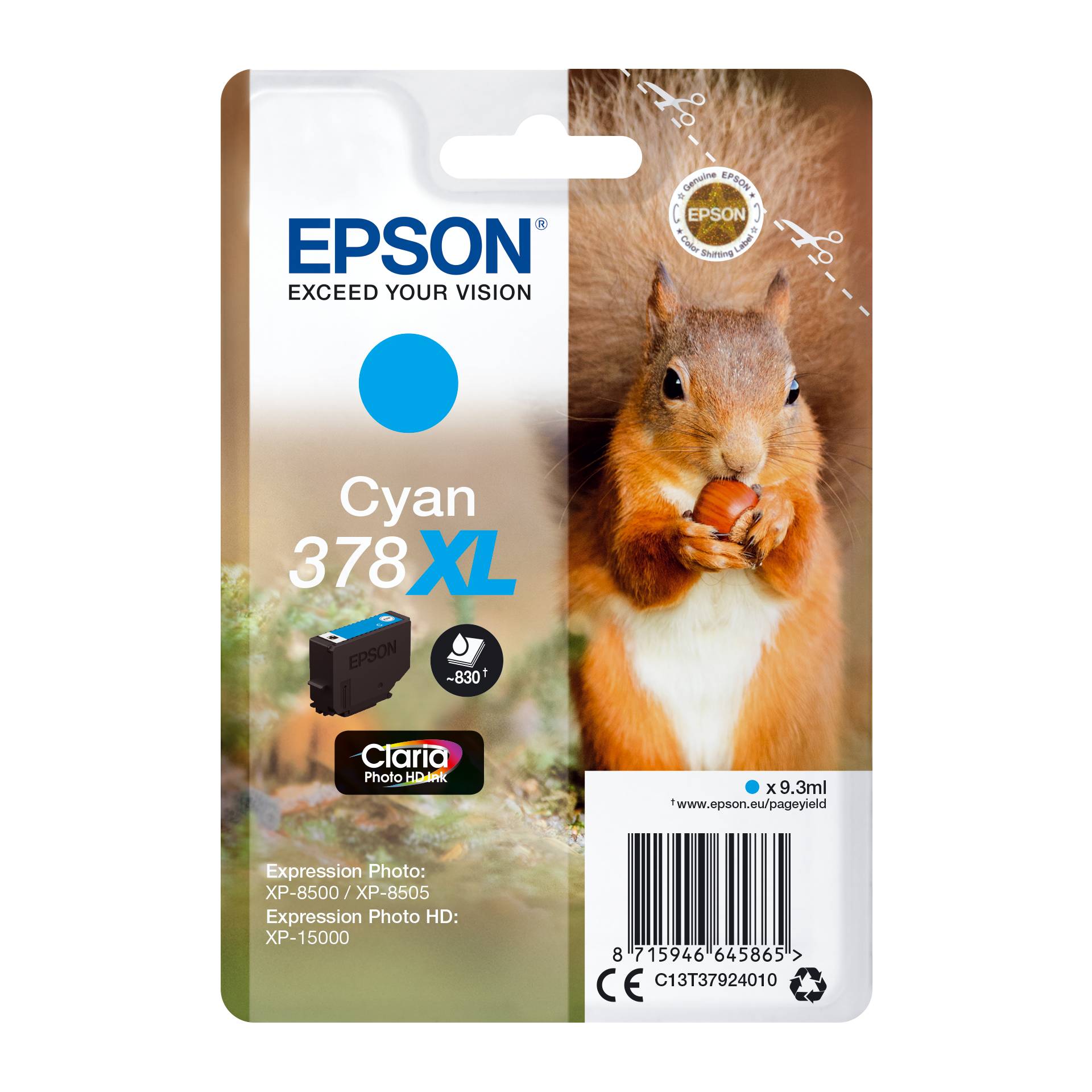 Epson cartuccia ciano Claria Photo HD 378 XL    T 3792