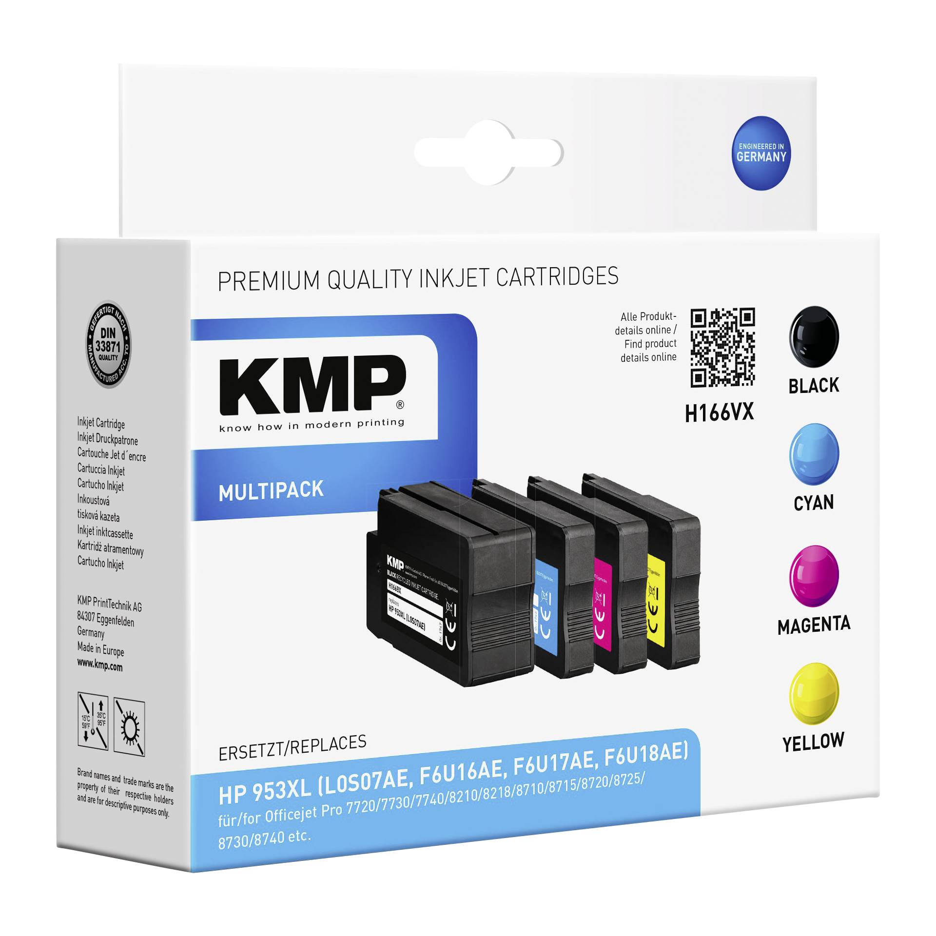 KMP H166VX Multipack BK/C/M/Y compatibile con HP 953 XL