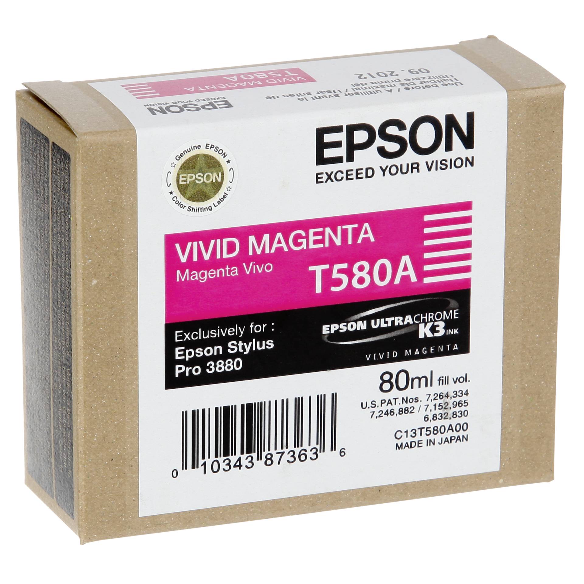Epson cartuccia     vivid magenta T 580 80 ml       T 580A