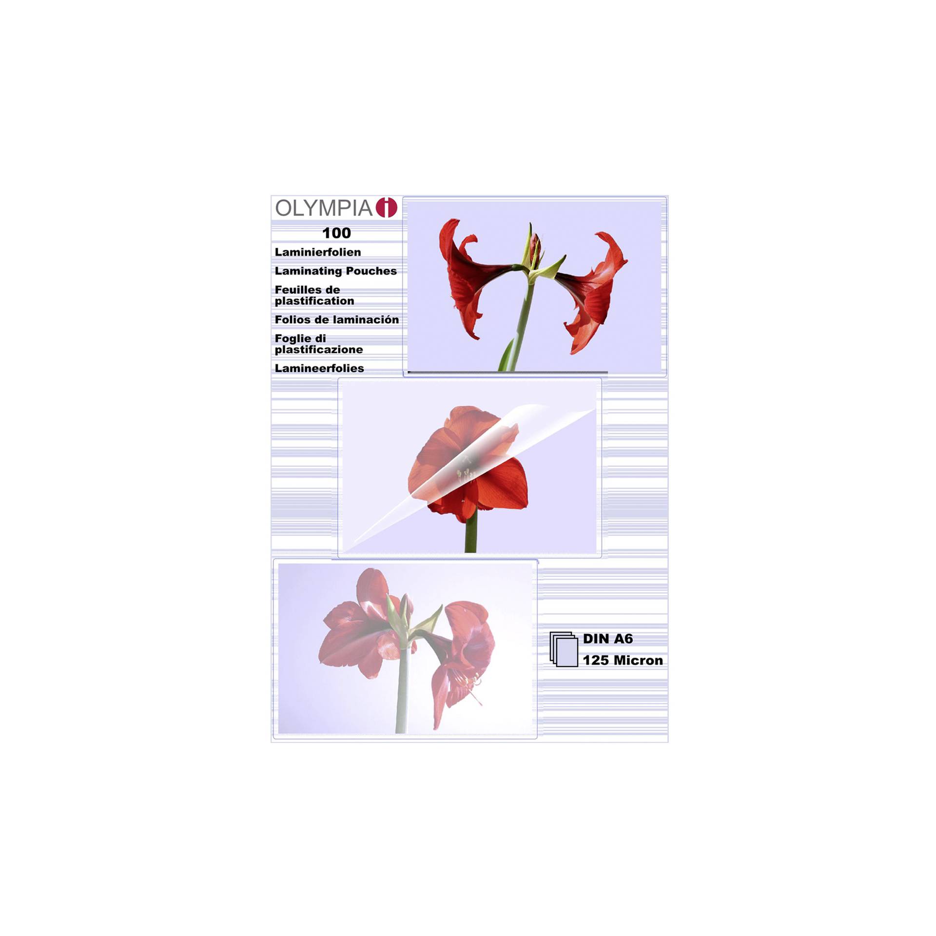 1x100 Olympia Fogli per laminare DIN A6 125 micron