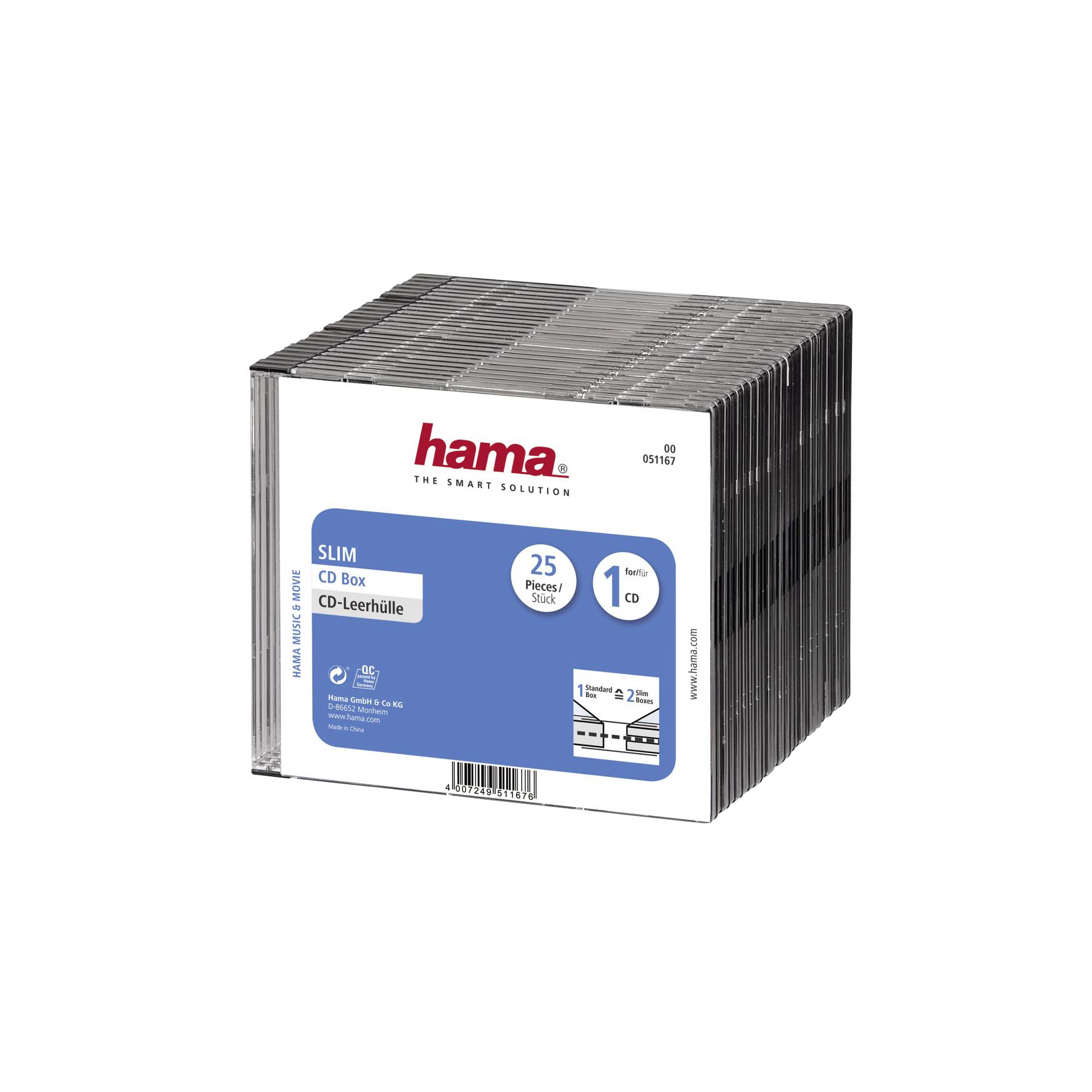 1x25 Hama Custodie CD vuote CD-Box-Slim nero          51167