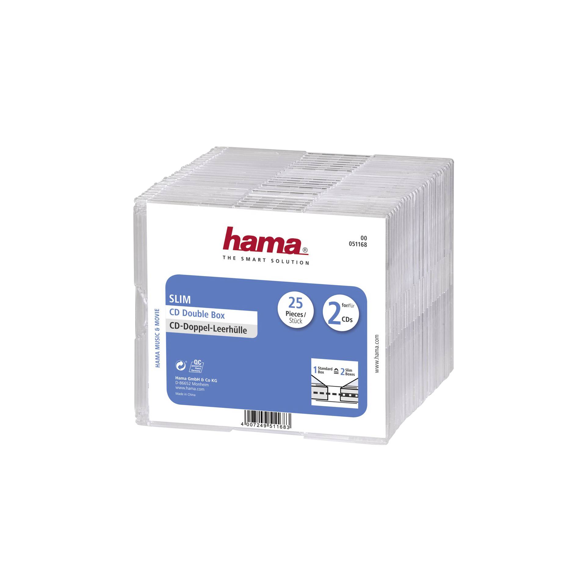 1x25 Hama Custodie CD CD-Box- Slim Double                511