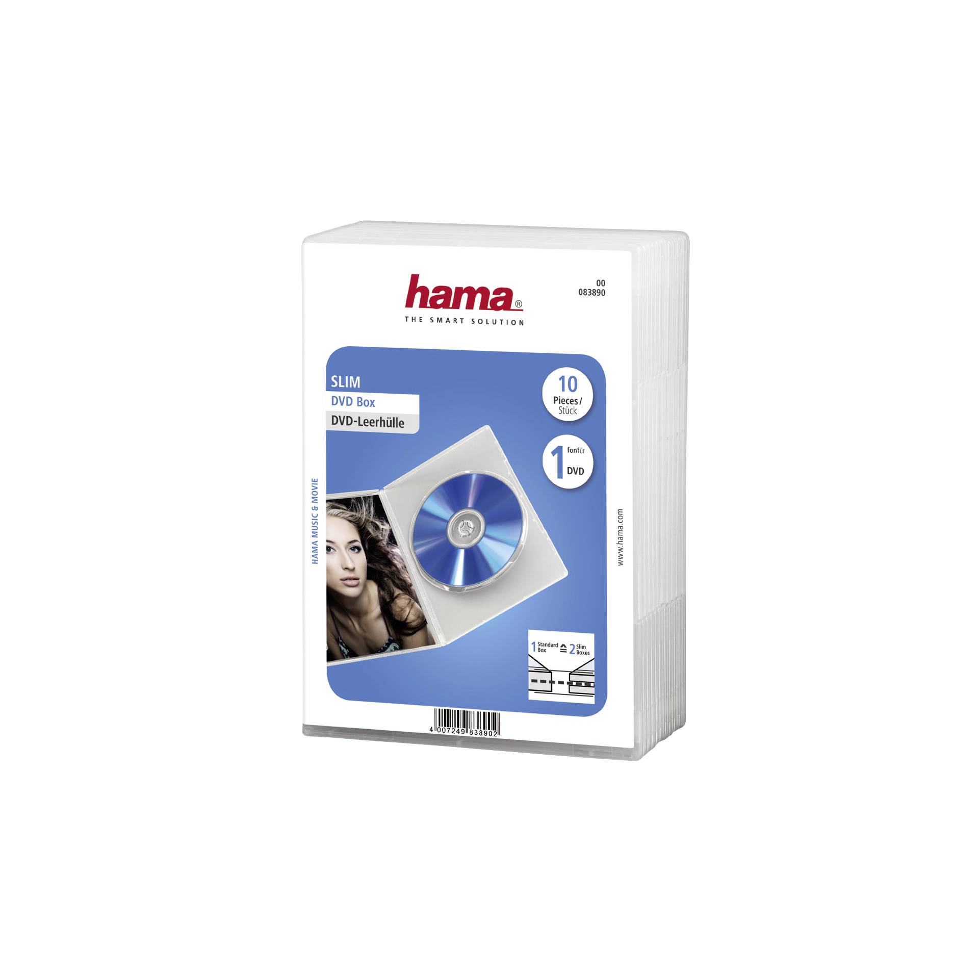 1x10 Hama Custodie DVD Slim trasparente 50% risp.spazio83890