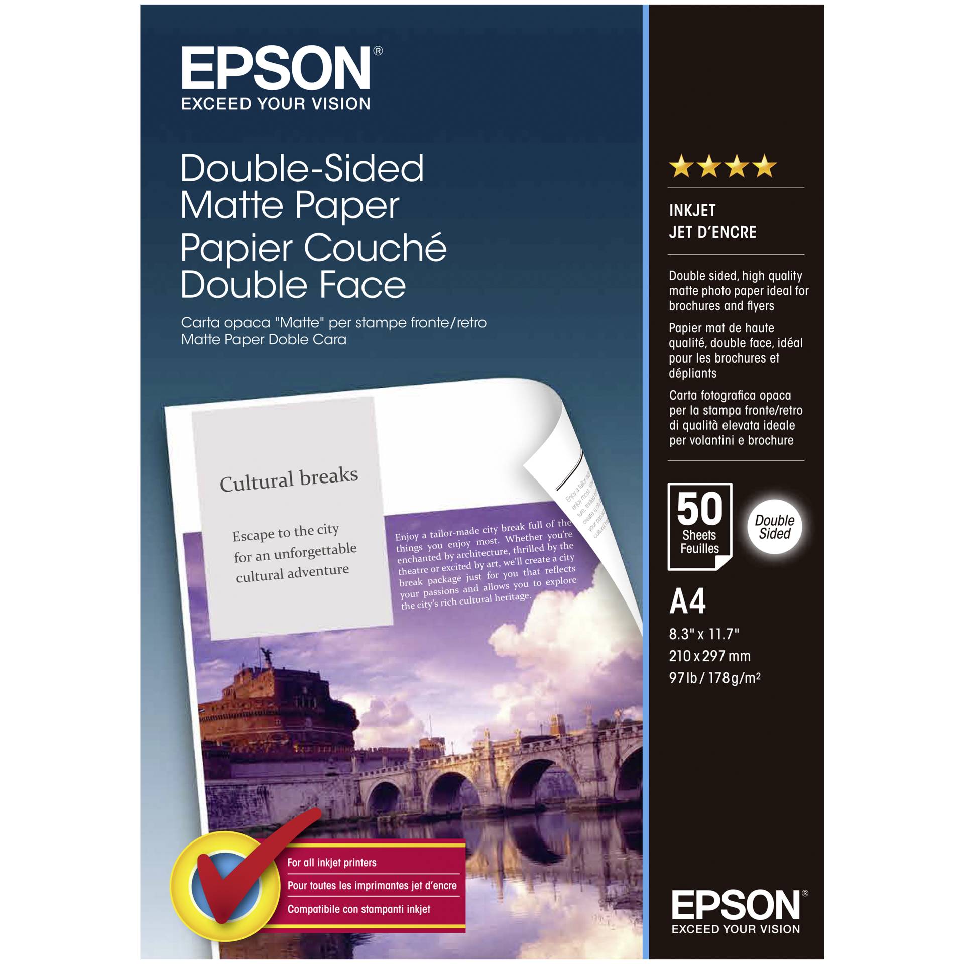 Epson Double Side carta opaca A 4, 50 fogli, 178 g    S 0415