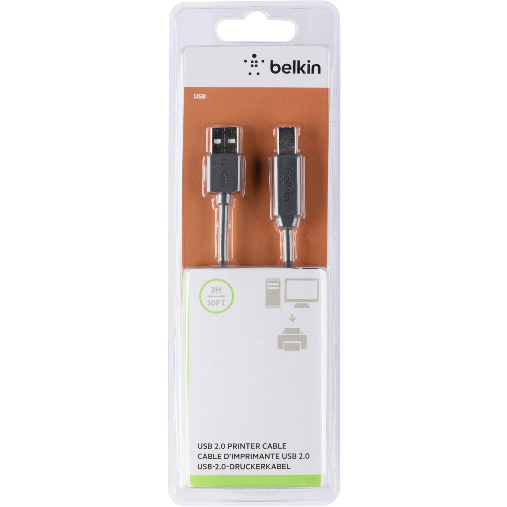 Belkin USB 2.0 Premium stampante Kabel, USB-A/USB-B, 3m, ner