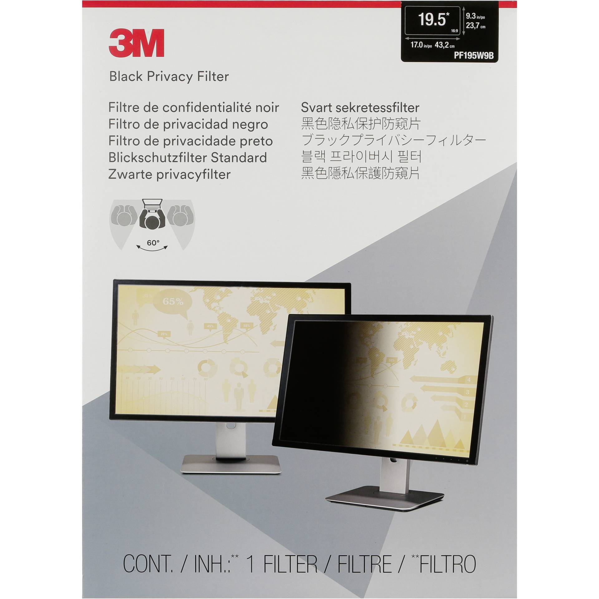 3M PF195W9B filtro privacy per 19,5  widescreen Monitor