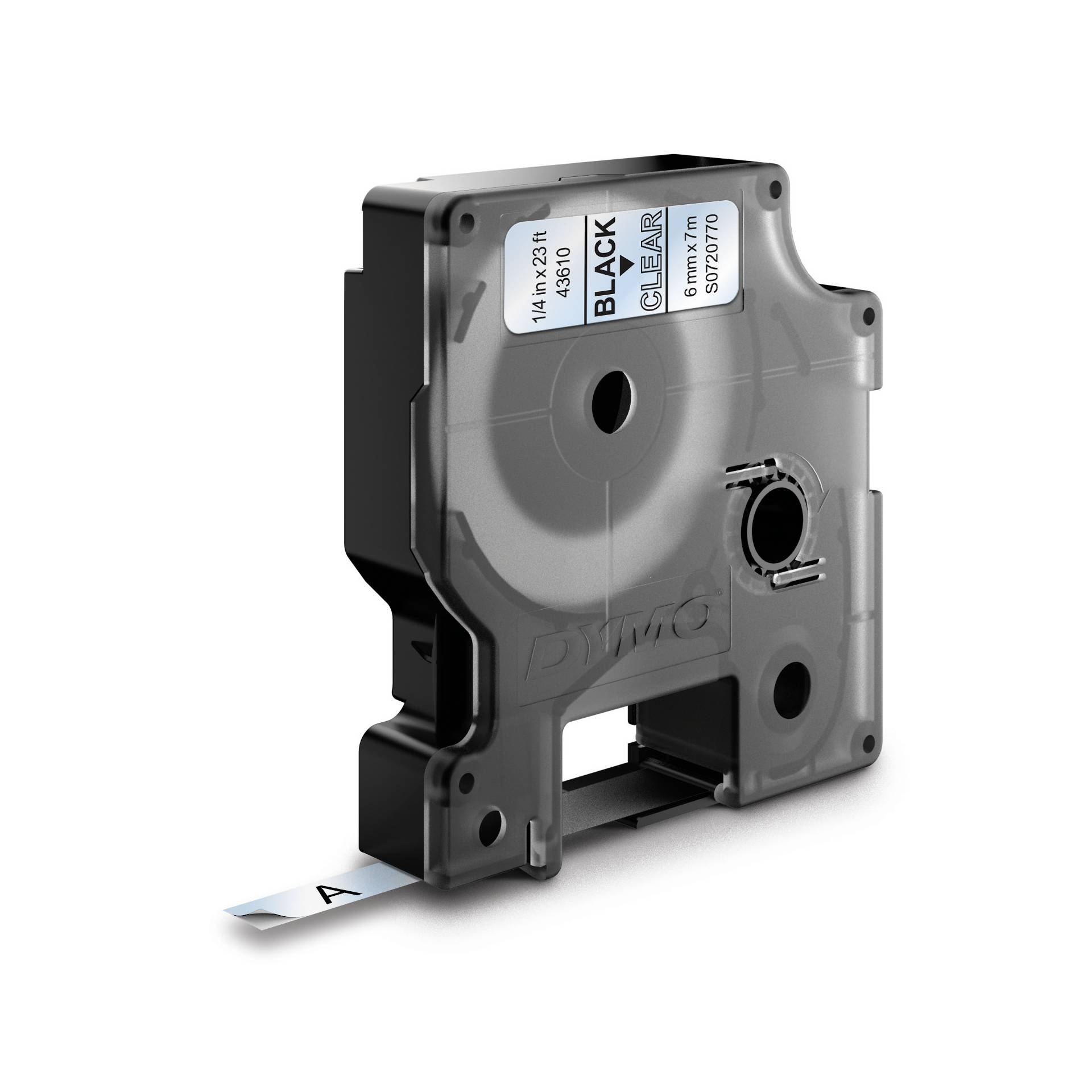 Dymo D1 nastro      6 mm x 7 m nero    su  trasparente    43