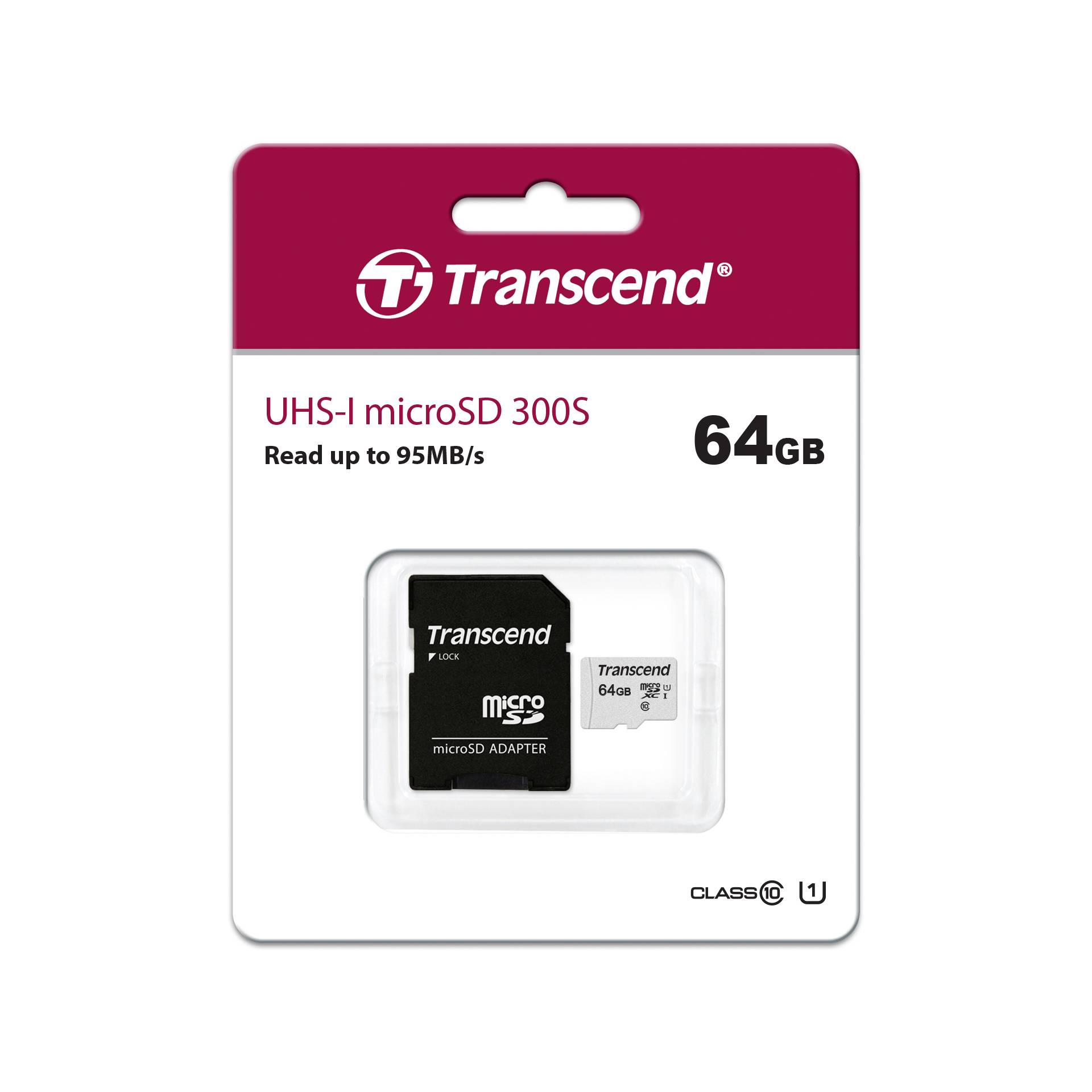 Transcend microSDXC 300S-A  64GB Class 10 UHS-I U1