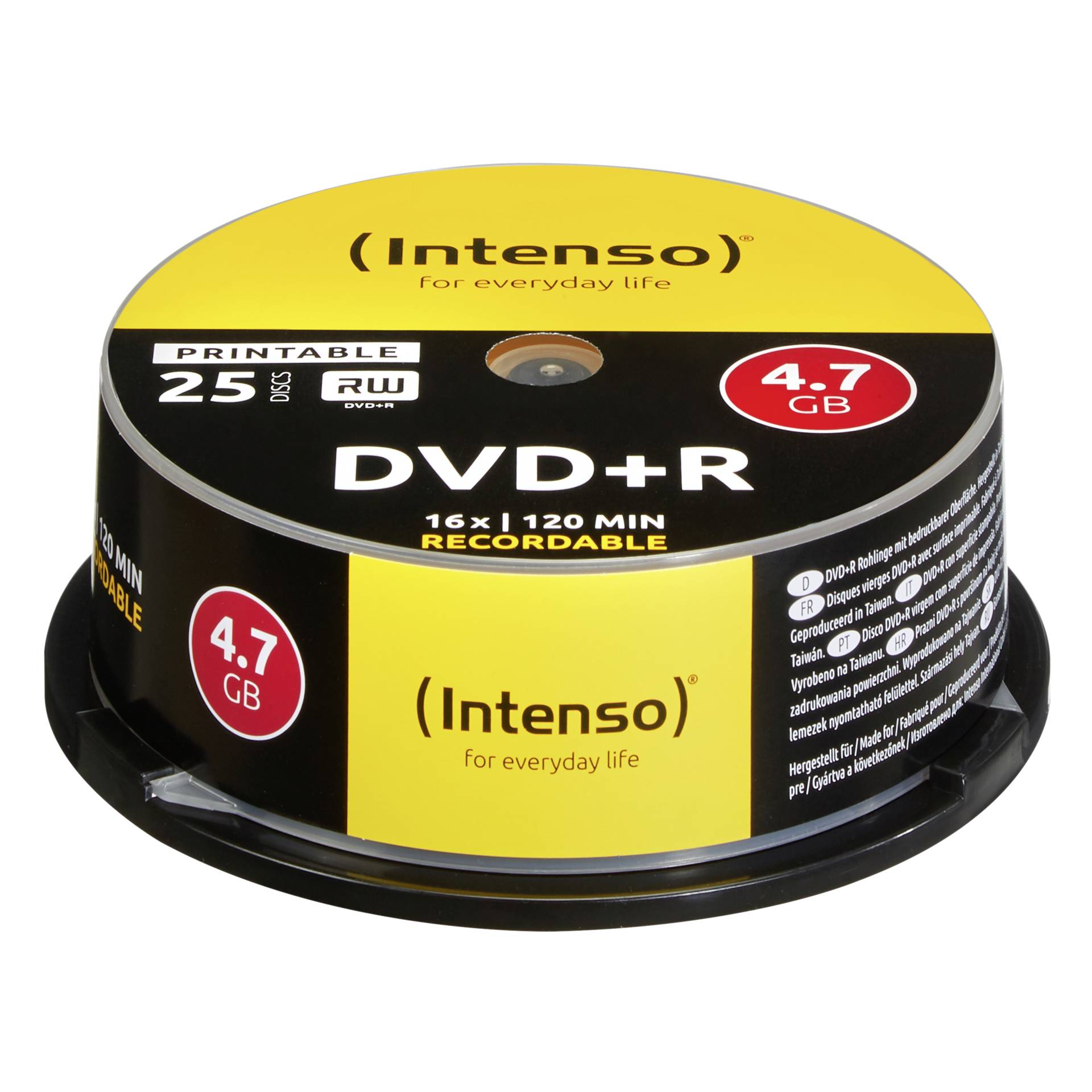 1x25 Intenso DVD+R 4,7GB 16x Speed Cakebox printable