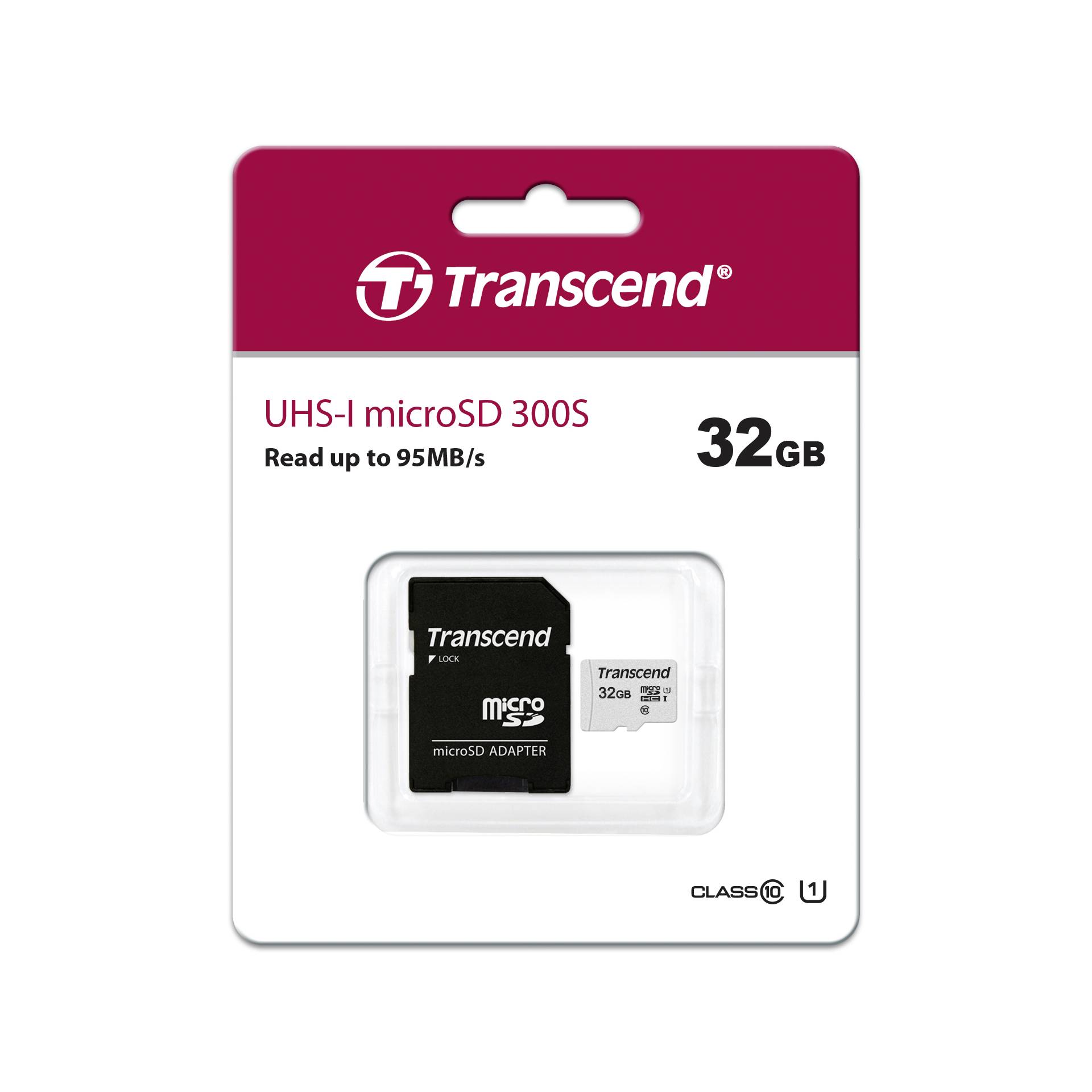 Transcend microSDHC 300S-A  32GB Class 10 UHS-I U1