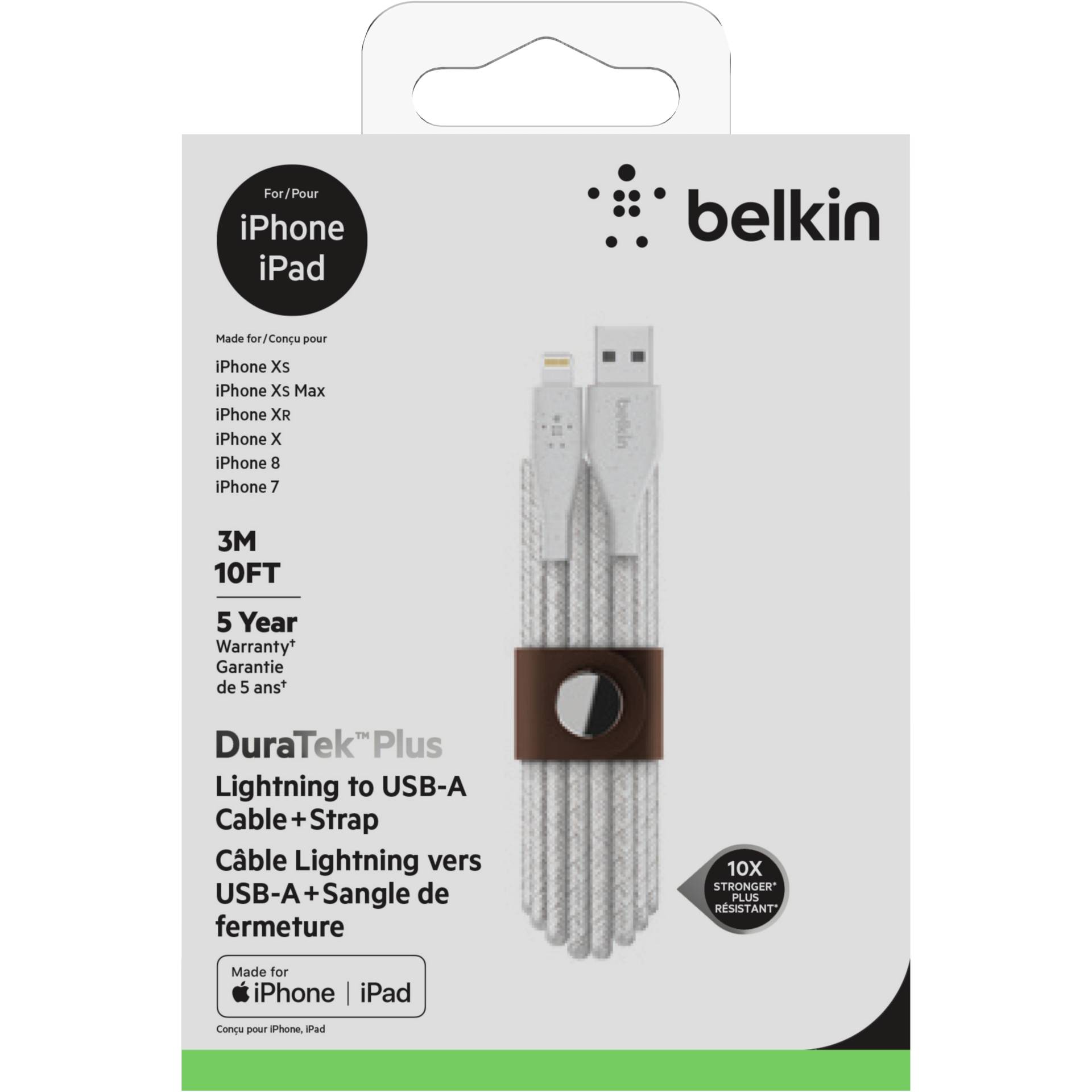 Belkin DuraTek Plus Lightning / USB-A cavo 3m bianco