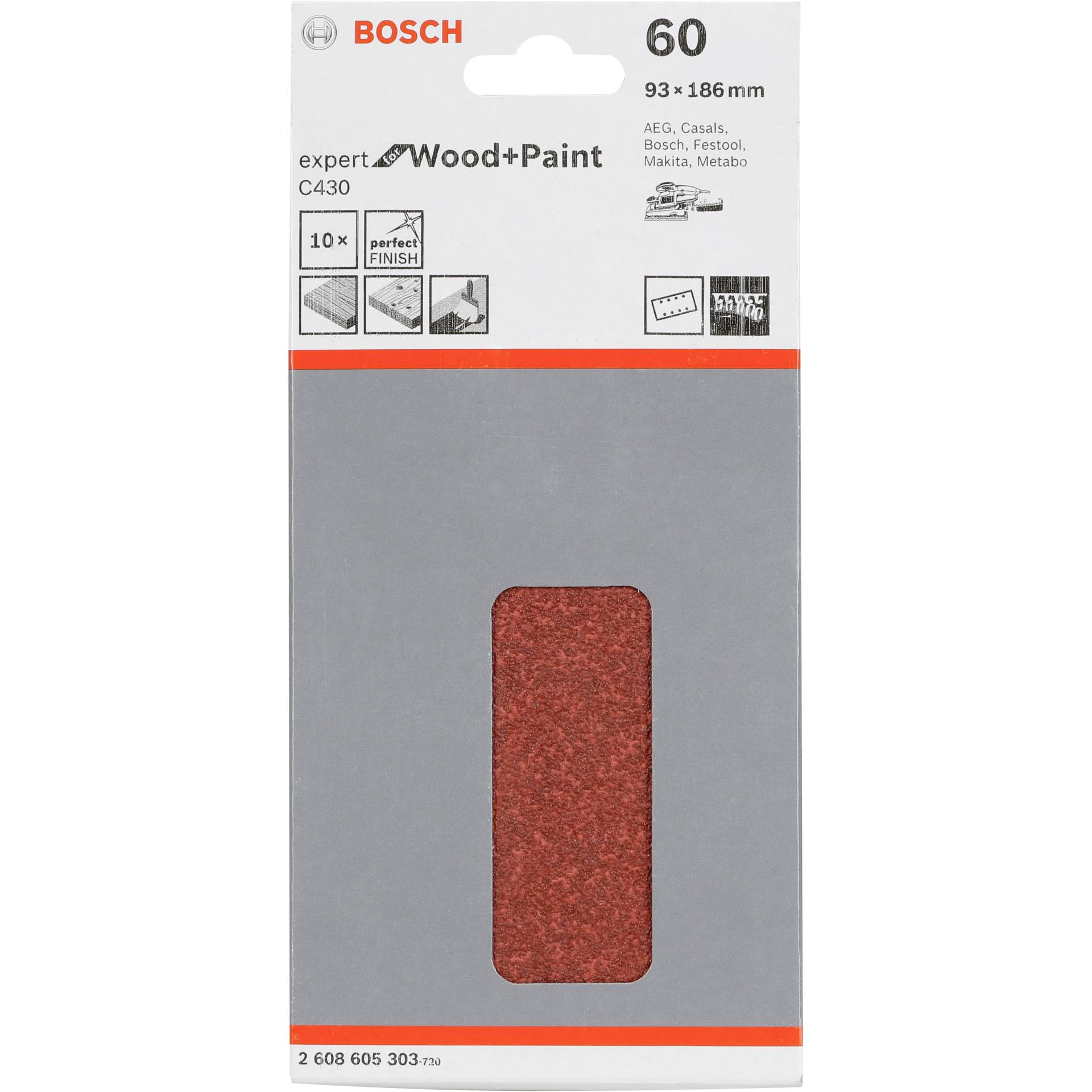 Bosch foglio abras.C 430 legno + vernice 93x186MM grana 60 1