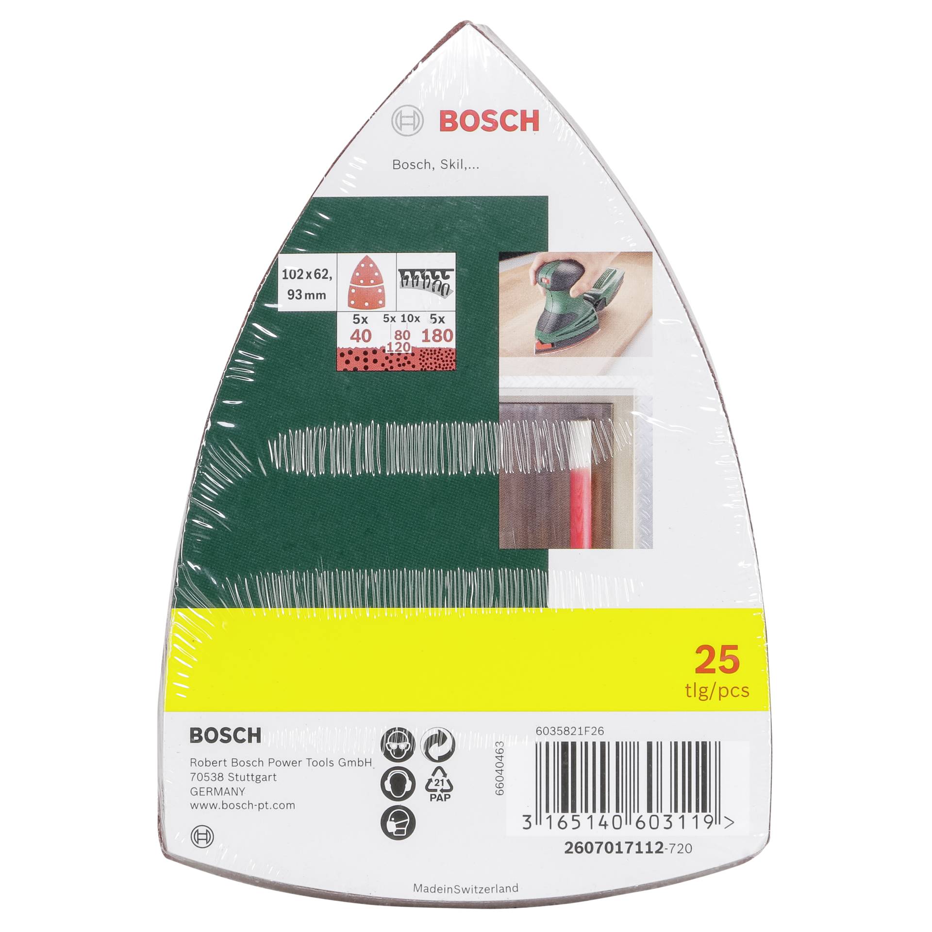 Bosch 25 Fogli abrasivi per levigatr. multif.grana 40-180 10