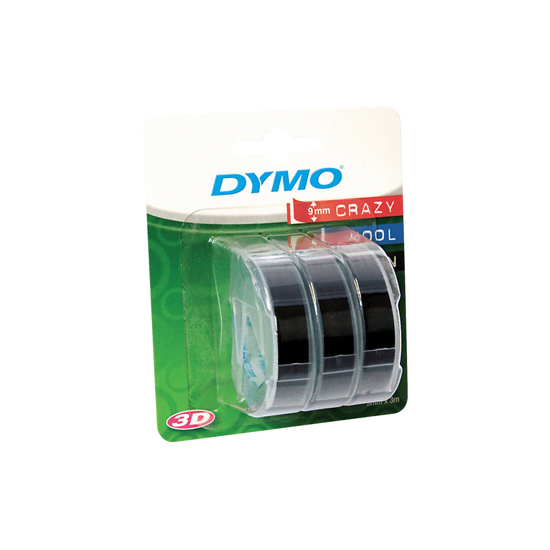 1x3 Dymo 3D nastro ad.9 mm x 3 m plastica nero