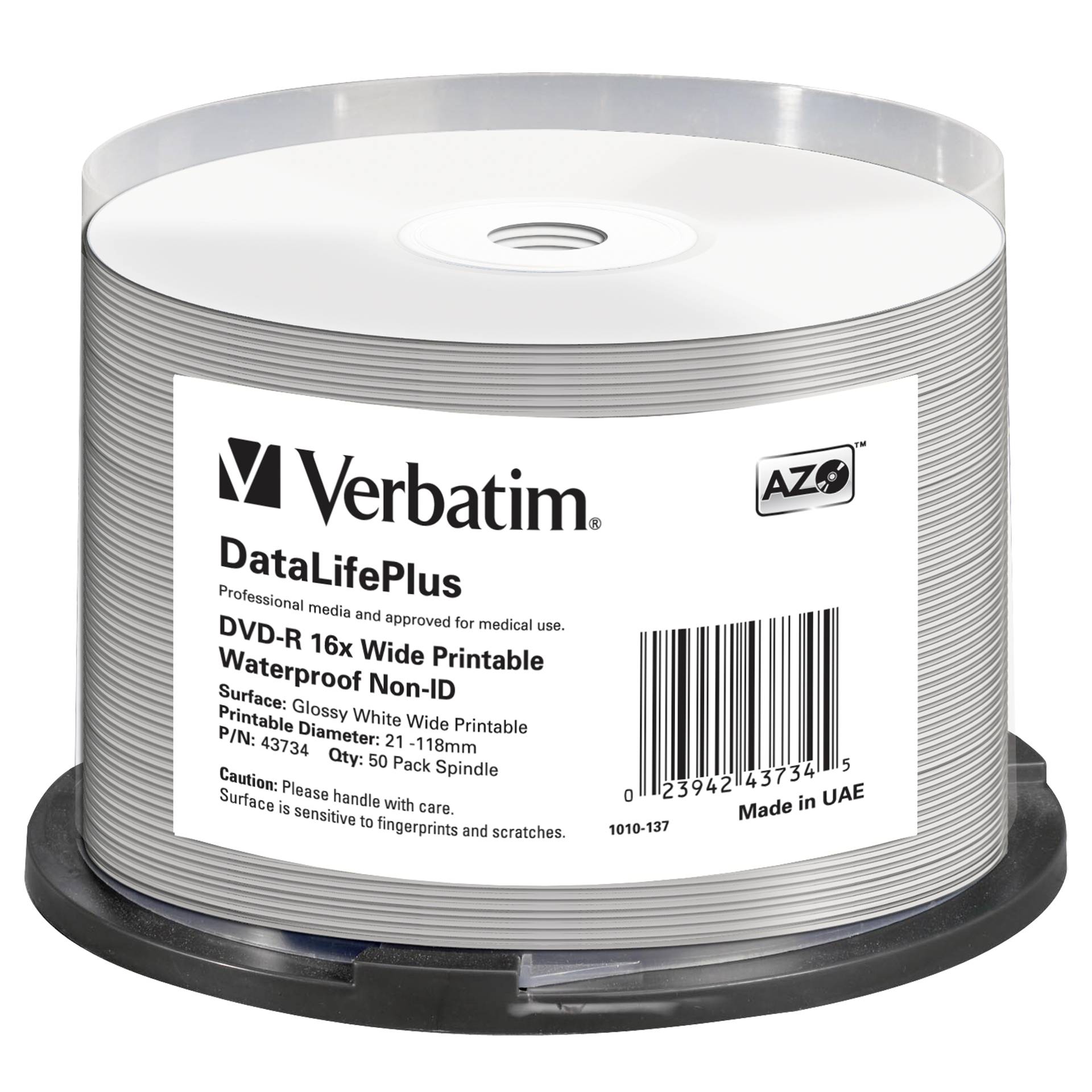 1x50 Verbatim DVD-R 4,7GB 16x Wide lucida waterproof print