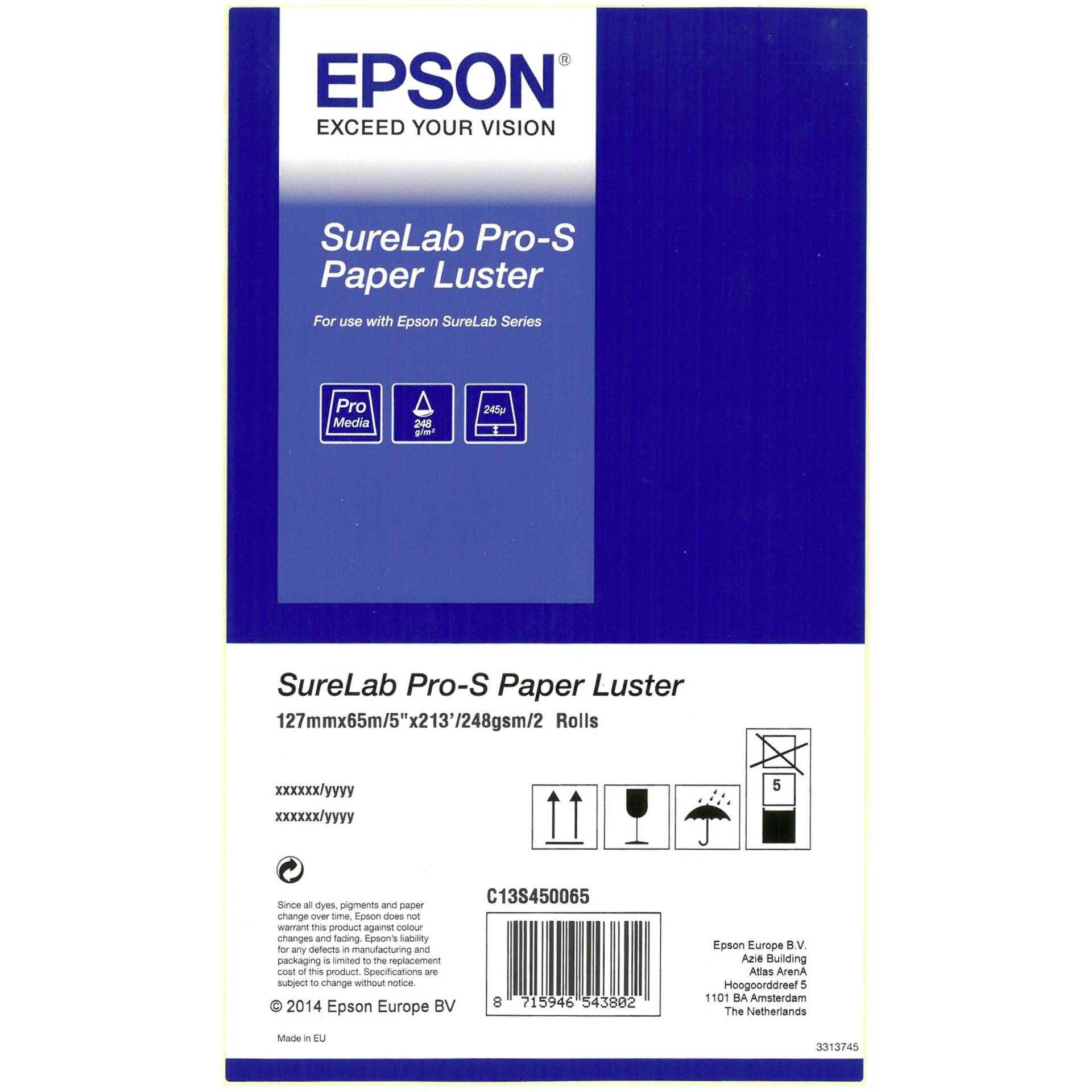 1x2 Epson SureLab Pro-S carta BP lucida 127 mm x 65 m 254 g