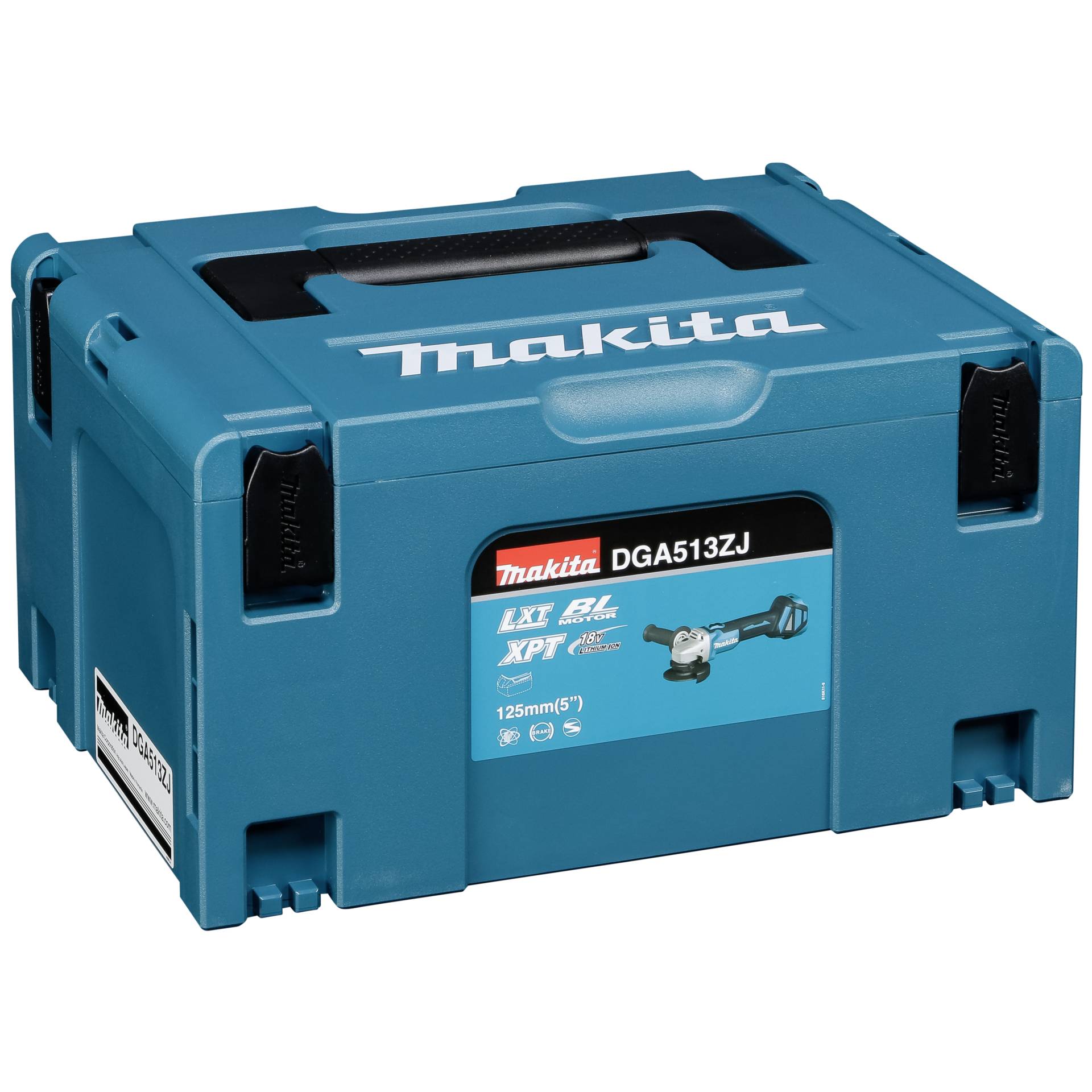 Makita DGA513ZJ angolare a batteria in Makpac